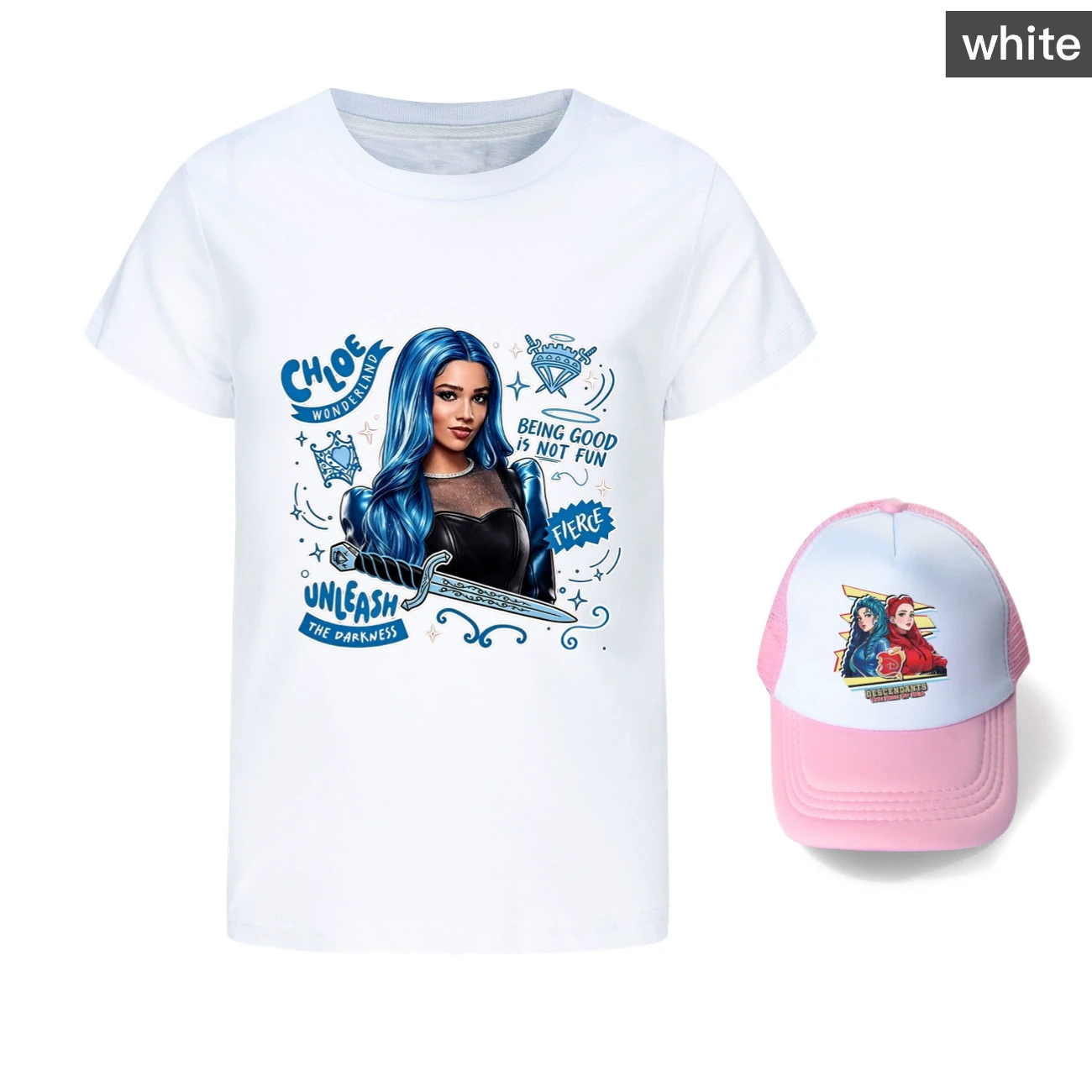 Graphic Tee & Sun Hat Set — 5796 Edition, Style 01 · White