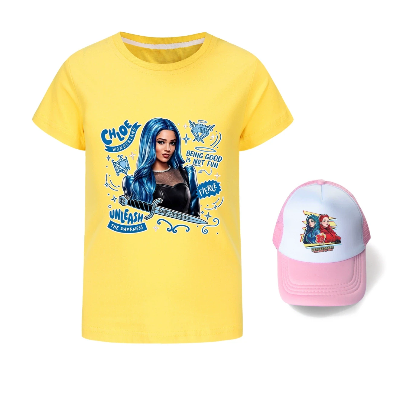 Graphic Tee & Sun Hat Set — 5796 Edition, Style 02 · Yellow