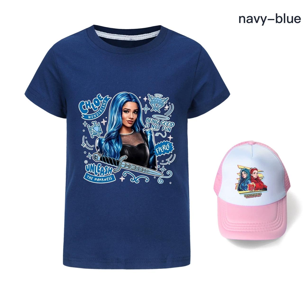 Graphic Tee & Sun Hat Set — 5796 Edition, Style 09 · Navy