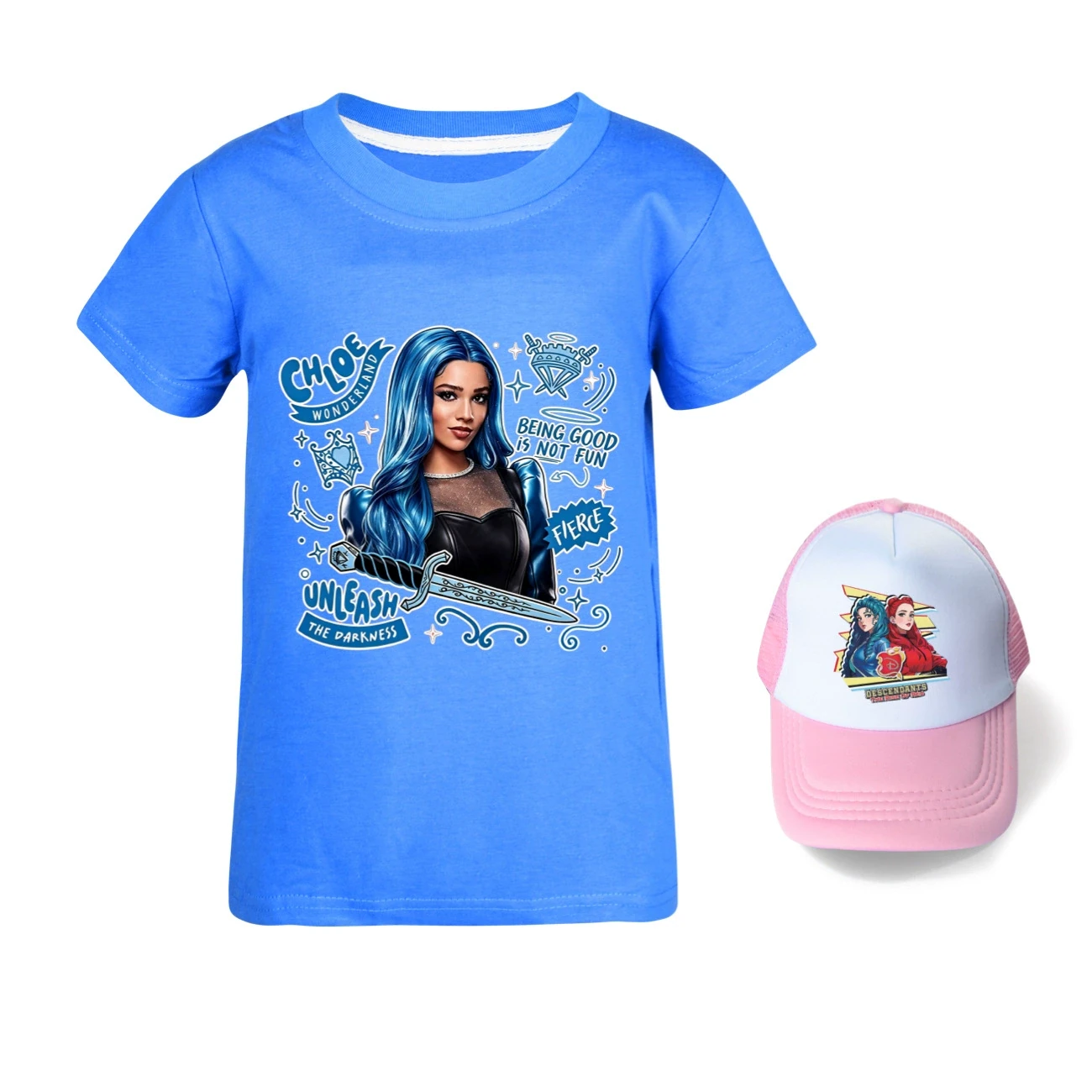 Graphic Tee & Sun Hat Set — 5796 Edition, Style 10 · Deep Blue