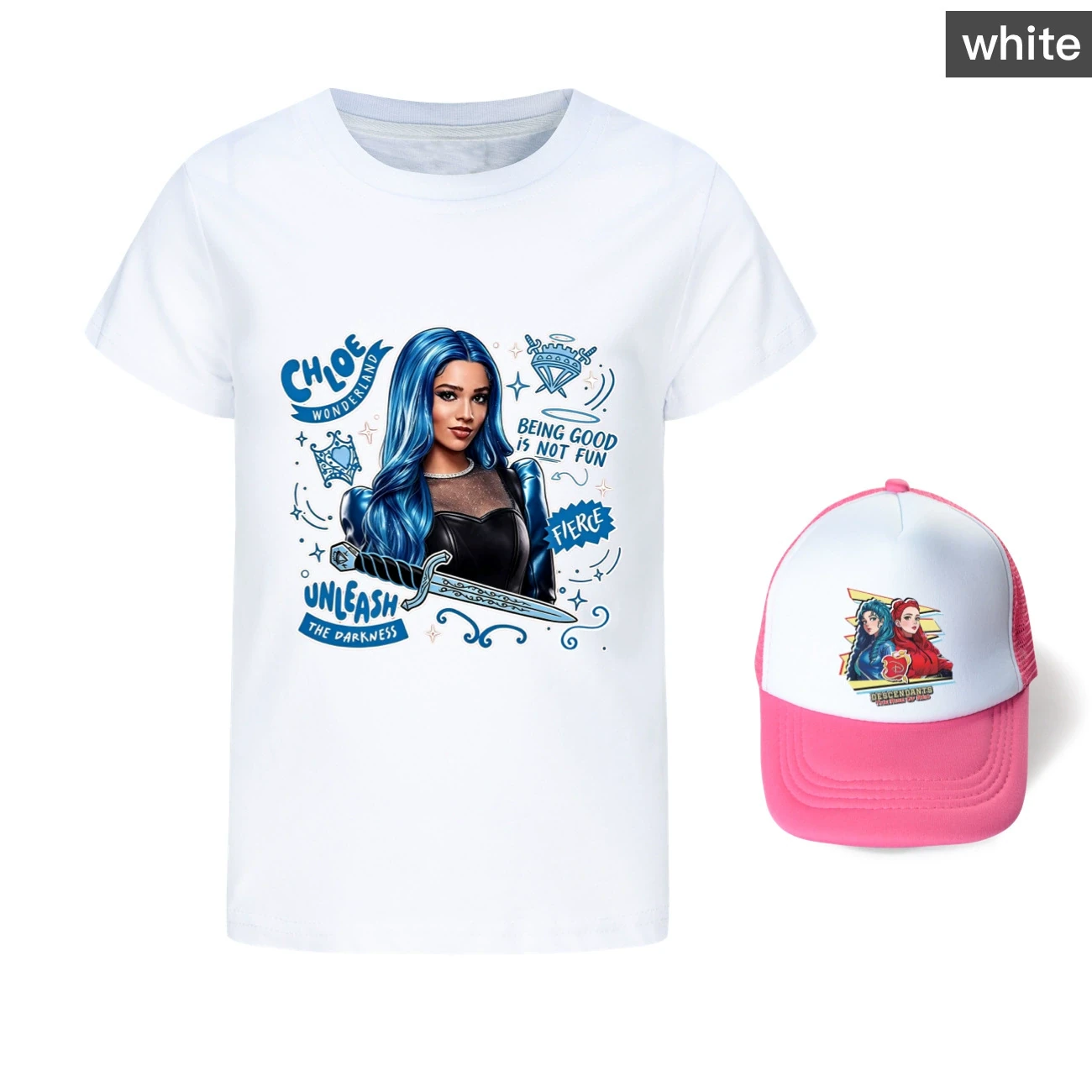 Graphic Tee & Sun Hat Set — 5796 Edition, Style 15 · White