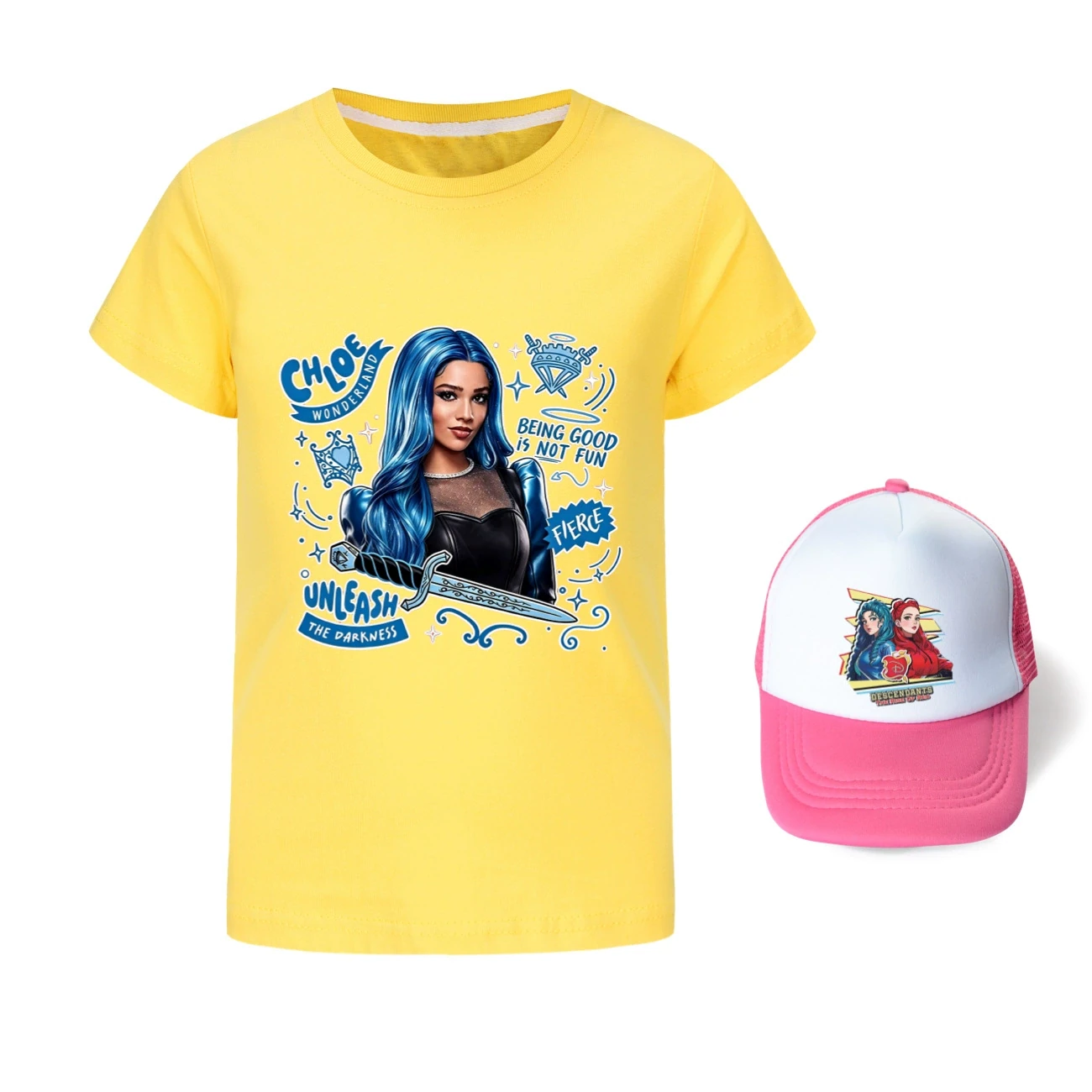 Graphic Tee & Sun Hat Set — 5796 Edition, Style 16 · Yellow