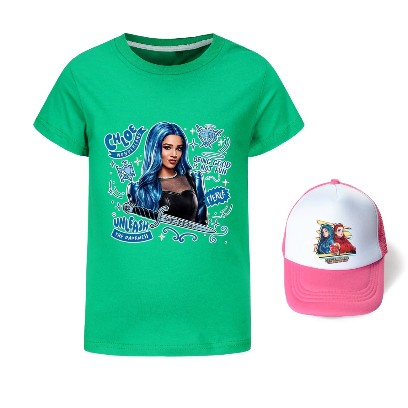 Graphic Tee & Sun Hat Set — 5796 Edition, Style 20 · Green