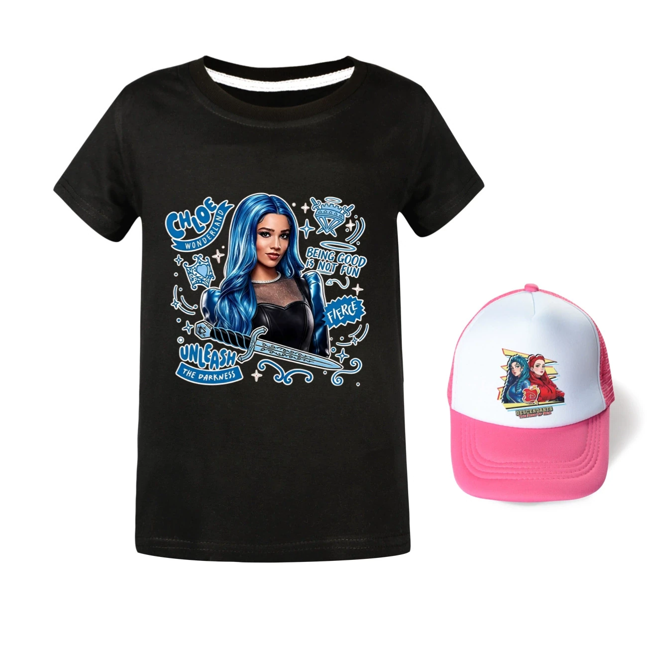 Graphic Tee & Sun Hat Set — 5796 Edition, Style 21 · Black