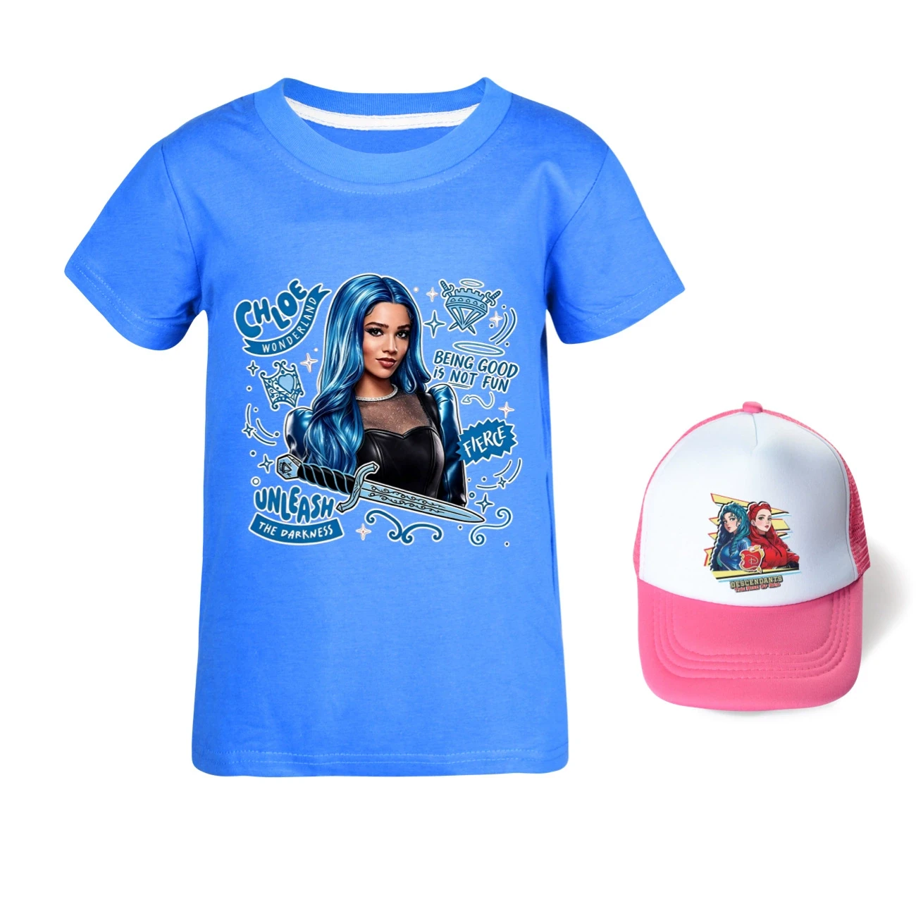 Graphic Tee & Sun Hat Set — 5796 Edition, Style 24 · Deep Blue