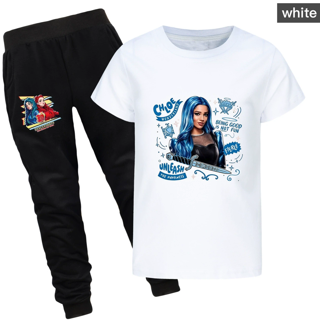 Graphic Tee & Jogger Set — 5796 Edition, Style 17 · Set · White