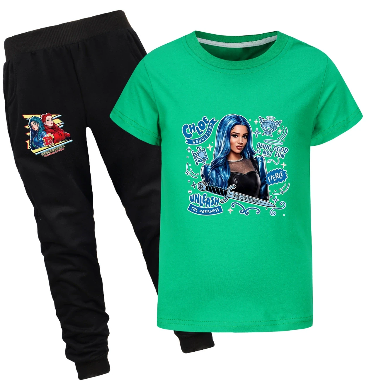 Graphic Tee & Jogger Set — 5796 Edition, Style 18 · Set · Green