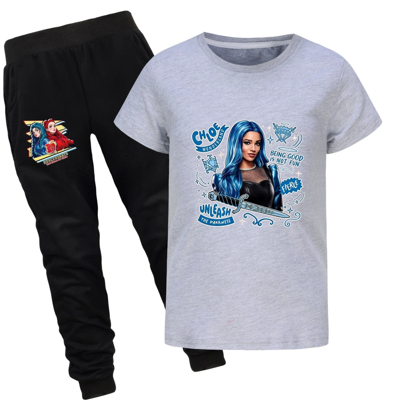 Graphic Tee & Jogger Set — 5796 Edition, Style 19 · Set · Grey
