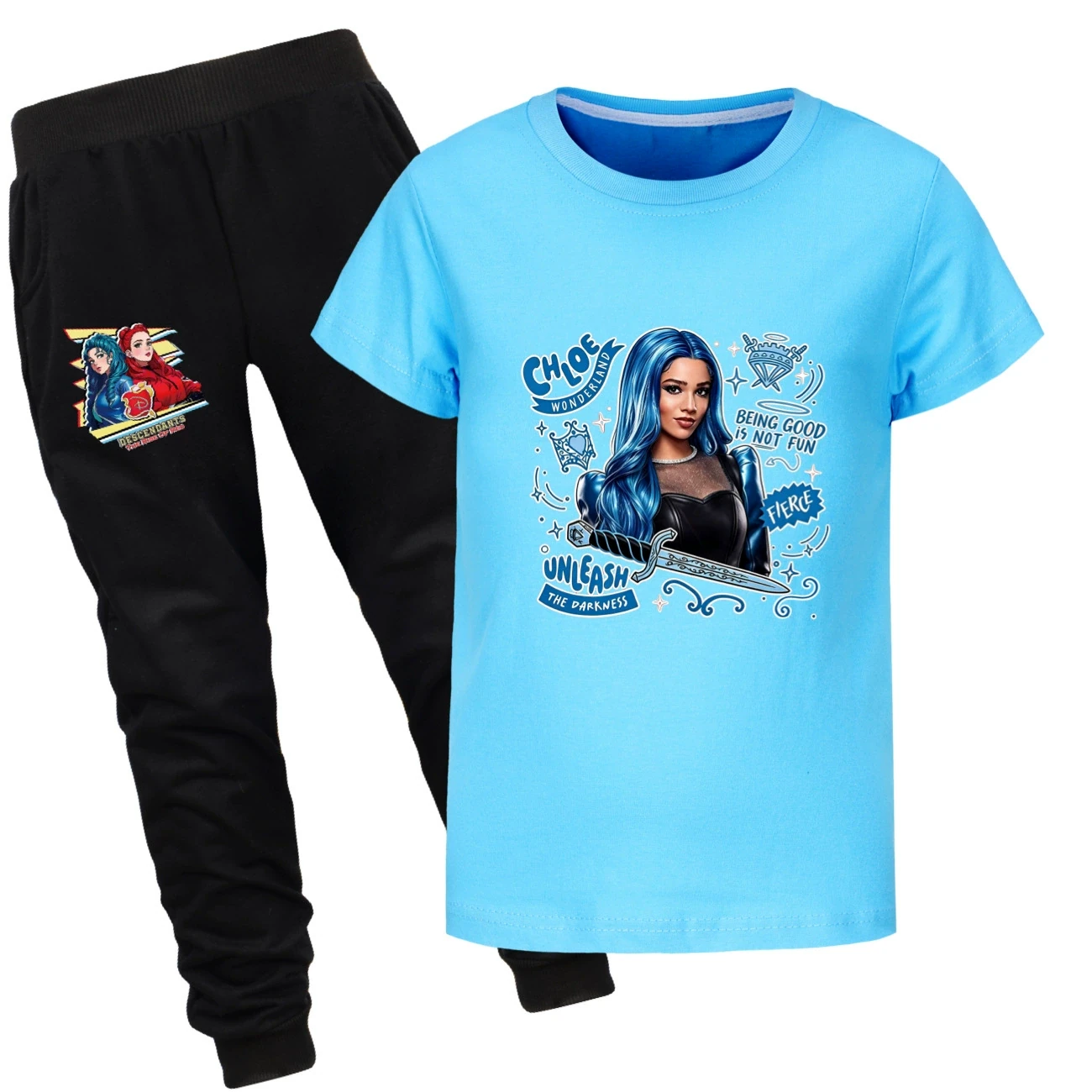 Graphic Tee & Jogger Set — 5796 Edition, Style 20 · Set · Light Blue