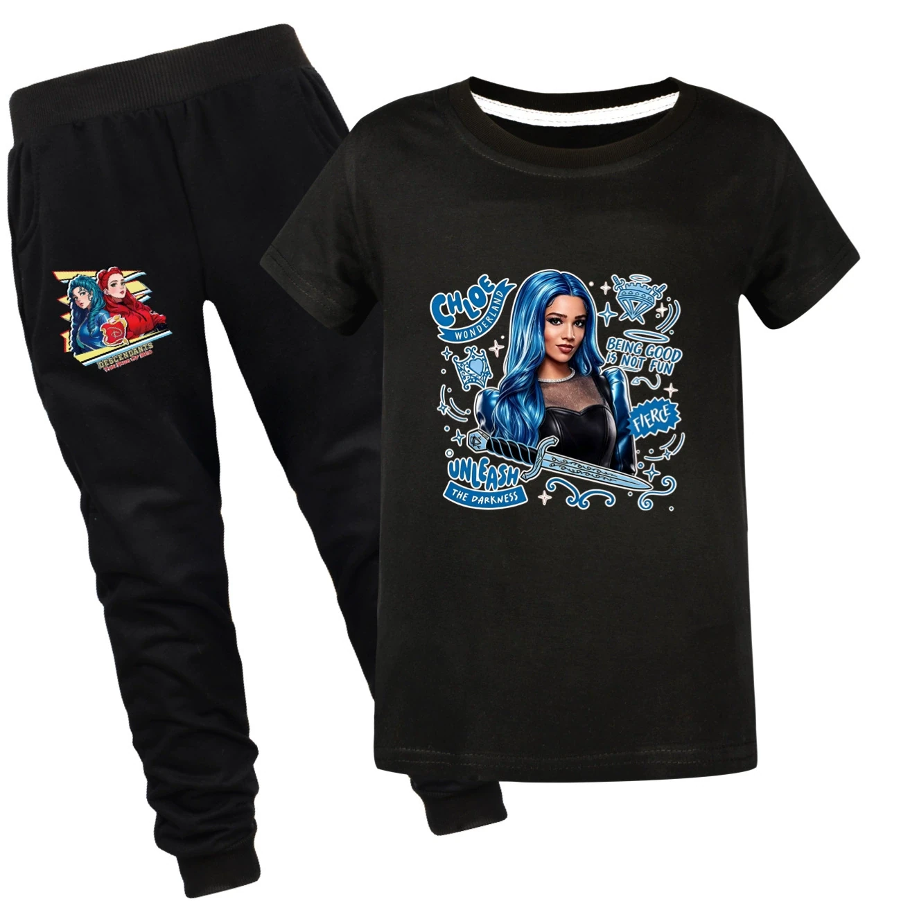 Graphic Tee & Jogger Set — 5796 Edition, Style 22 · Set · Black