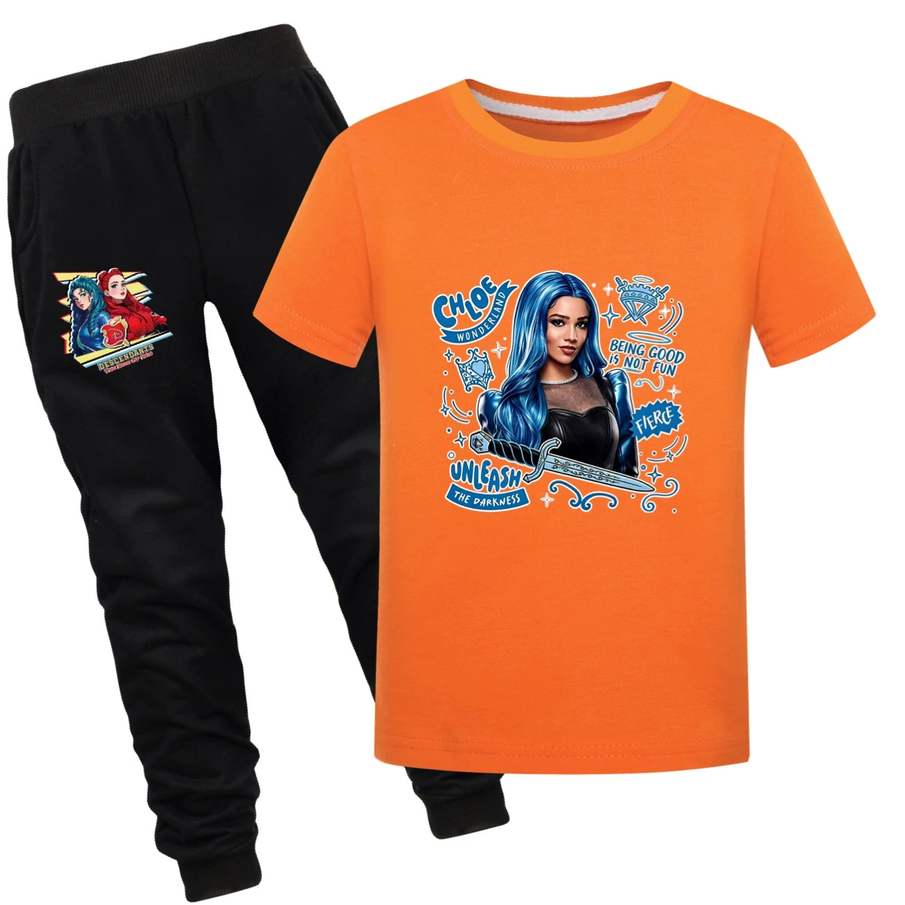 Graphic Tee & Jogger Set — 5796 Edition, Style 23 · Set · Orange