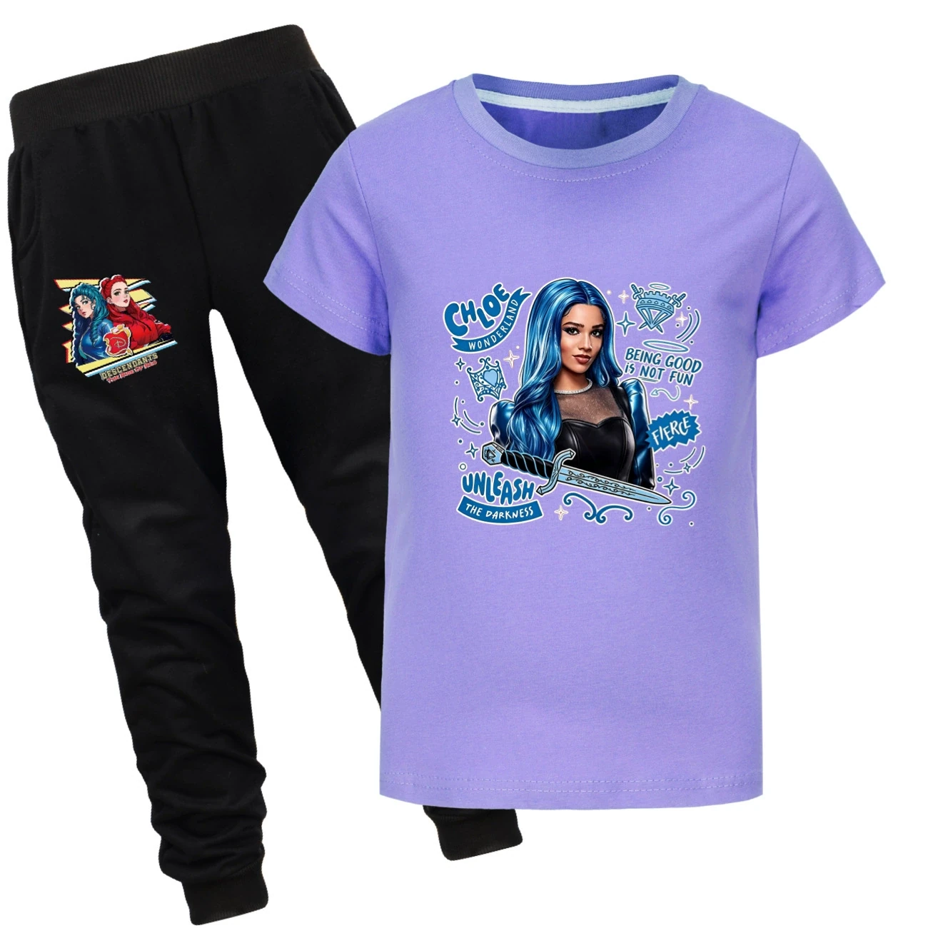 Graphic Tee & Jogger Set — 5796 Edition, Style 27 · Set · Purple