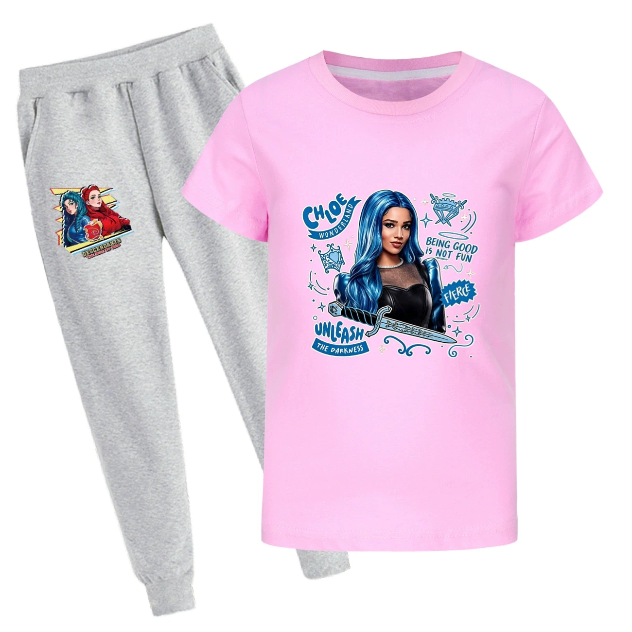 Graphic Tee & Jogger Set — 5796 Edition, Style 35 · Set · Pink