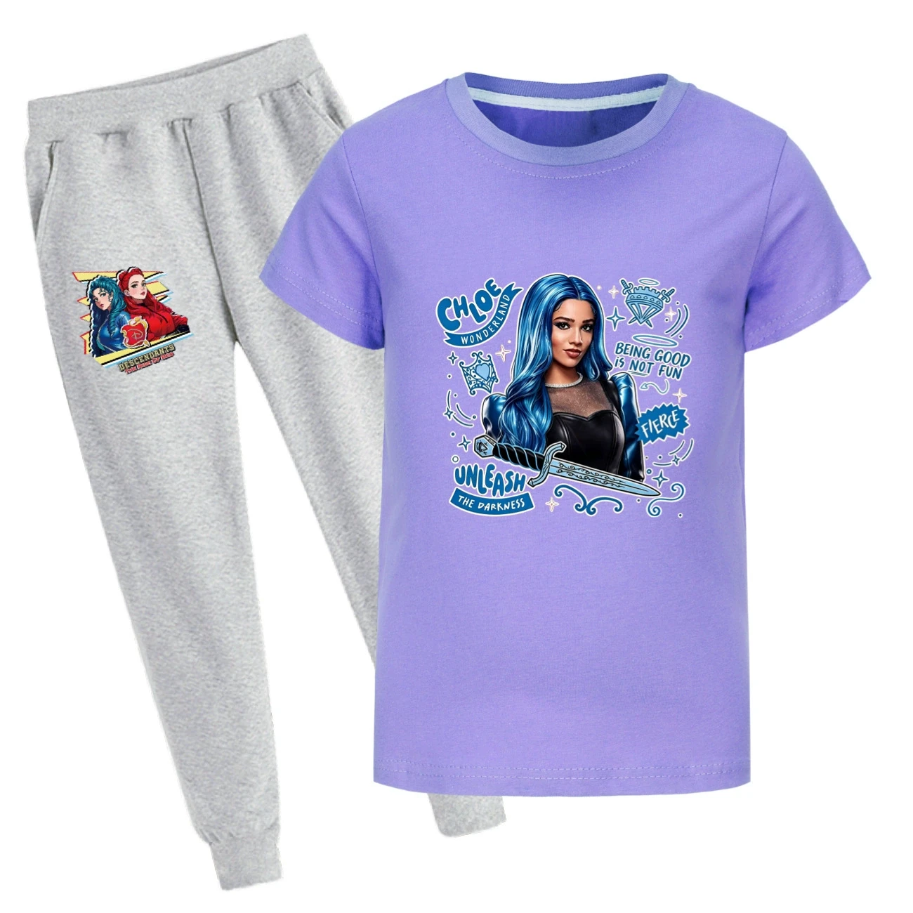 Graphic Tee & Jogger Set — 5796 Edition, Style 37 · Set · Purple