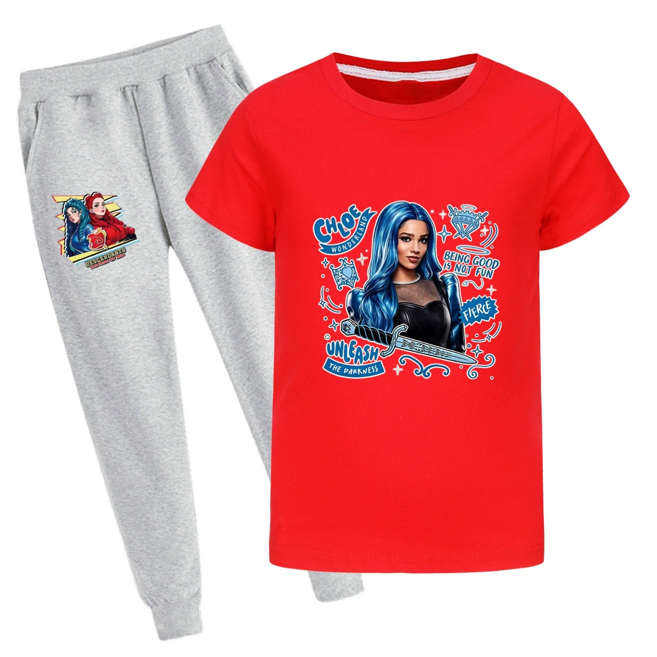 Graphic Tee & Jogger Set — 5796 Edition, Style 38 · Set · Red