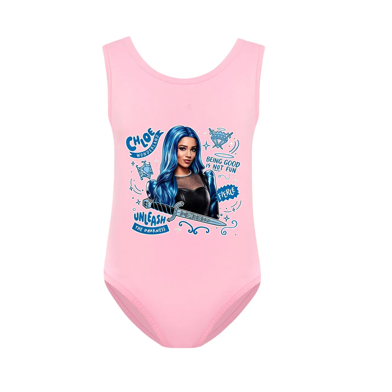 Girls’ One-Piece Swimsuit & Cap Set, Style 25 · Pink