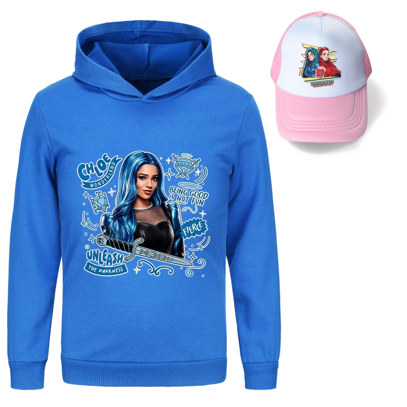 Graphic Hoodie & Sun Hat Set — 5796 Edition, Style 10 · Deep Blue