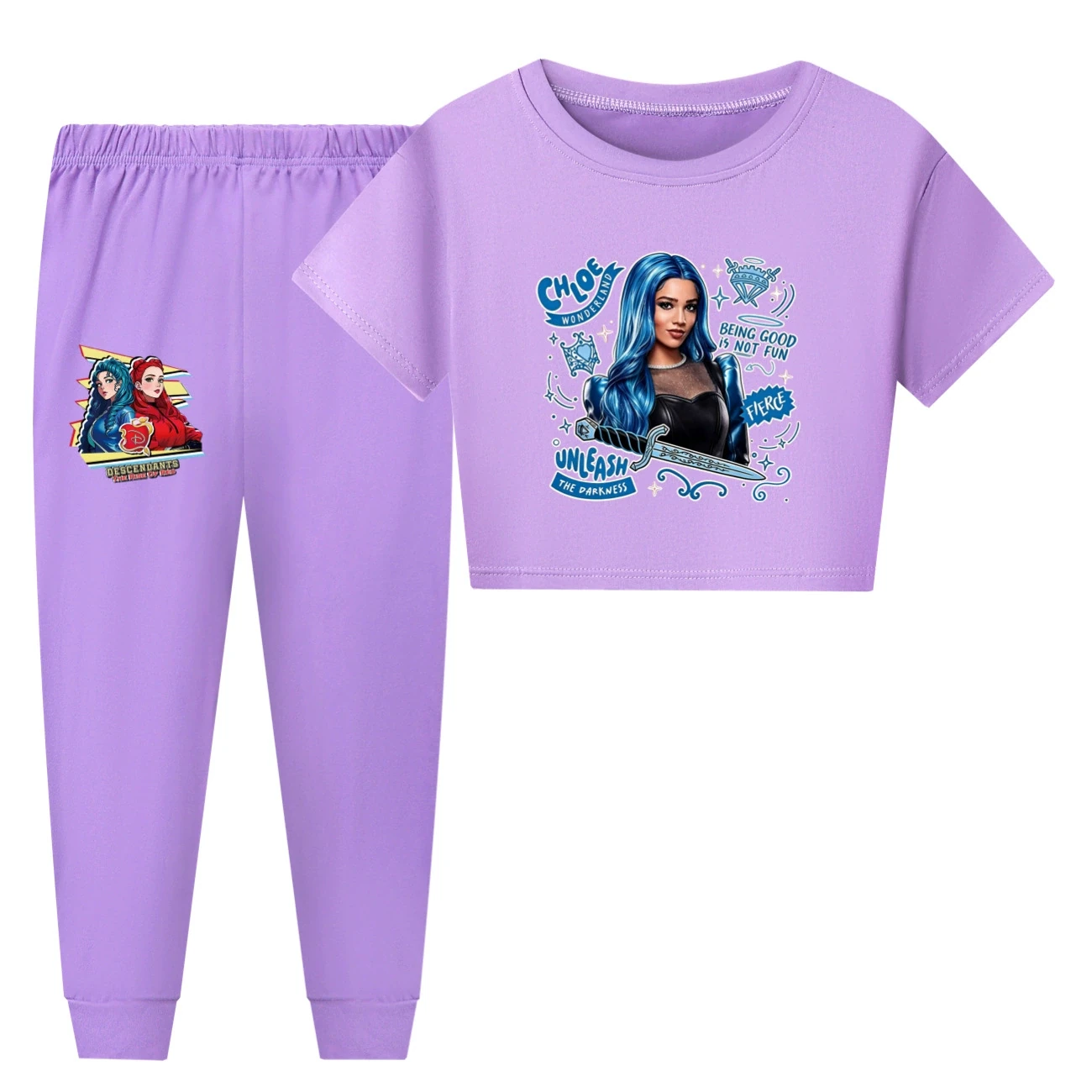 Family Lounge Set — 5796 Edition, Style 24 · Short Sleeve · Pants · Purple