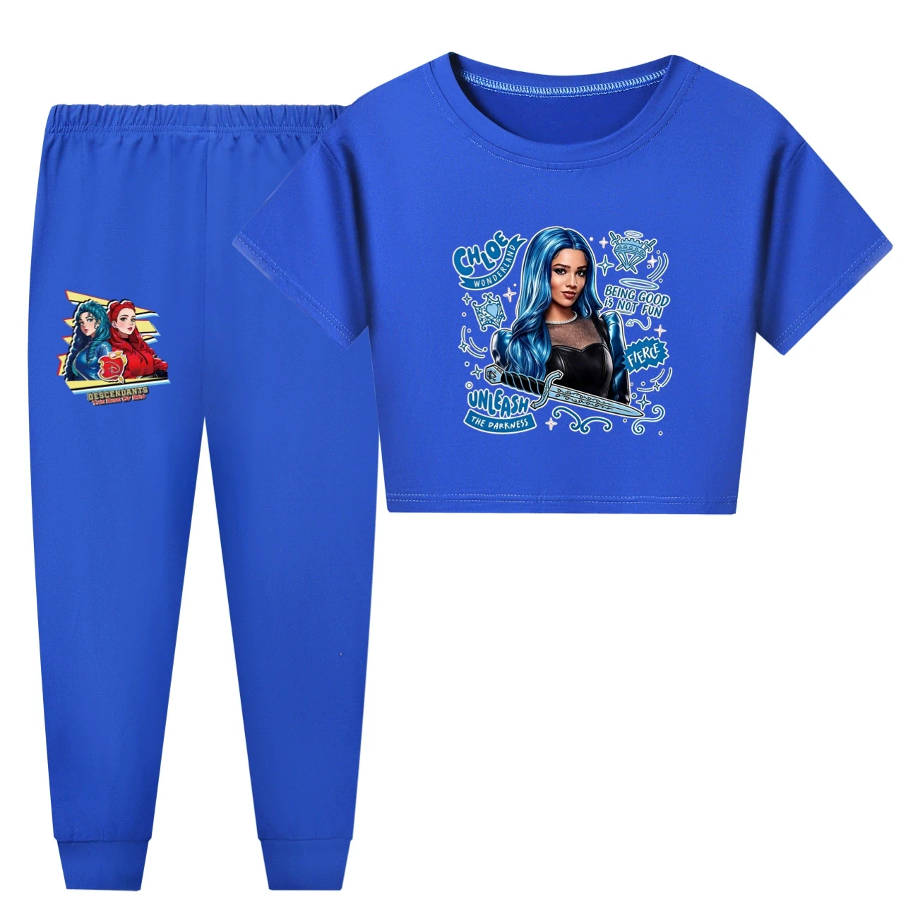 Family Lounge Set — 5796 Edition, Style 27 · Short Sleeve · Pants · Deep Blue