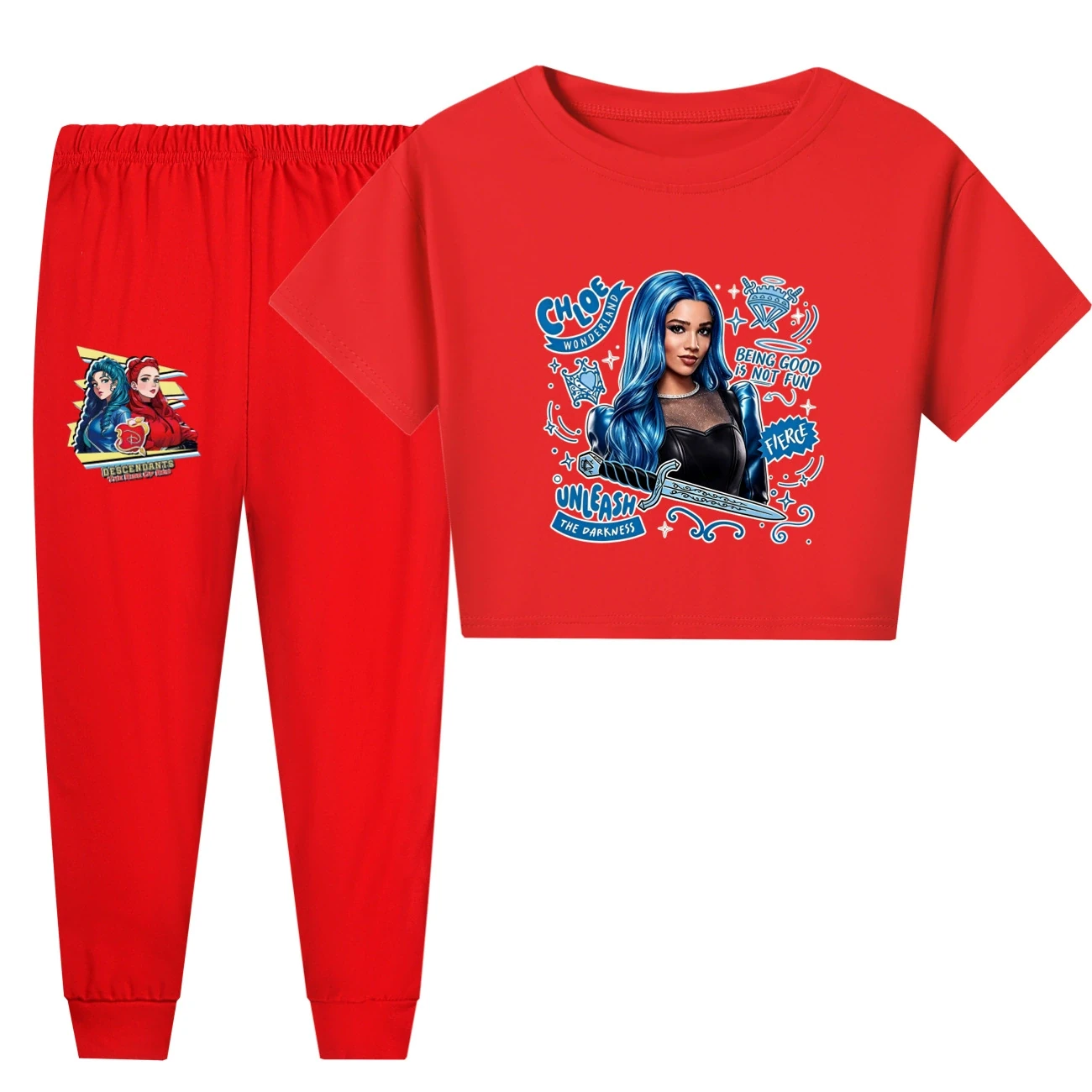 Family Lounge Set — 5796 Edition, Style 29 · Short Sleeve · Pants · Red