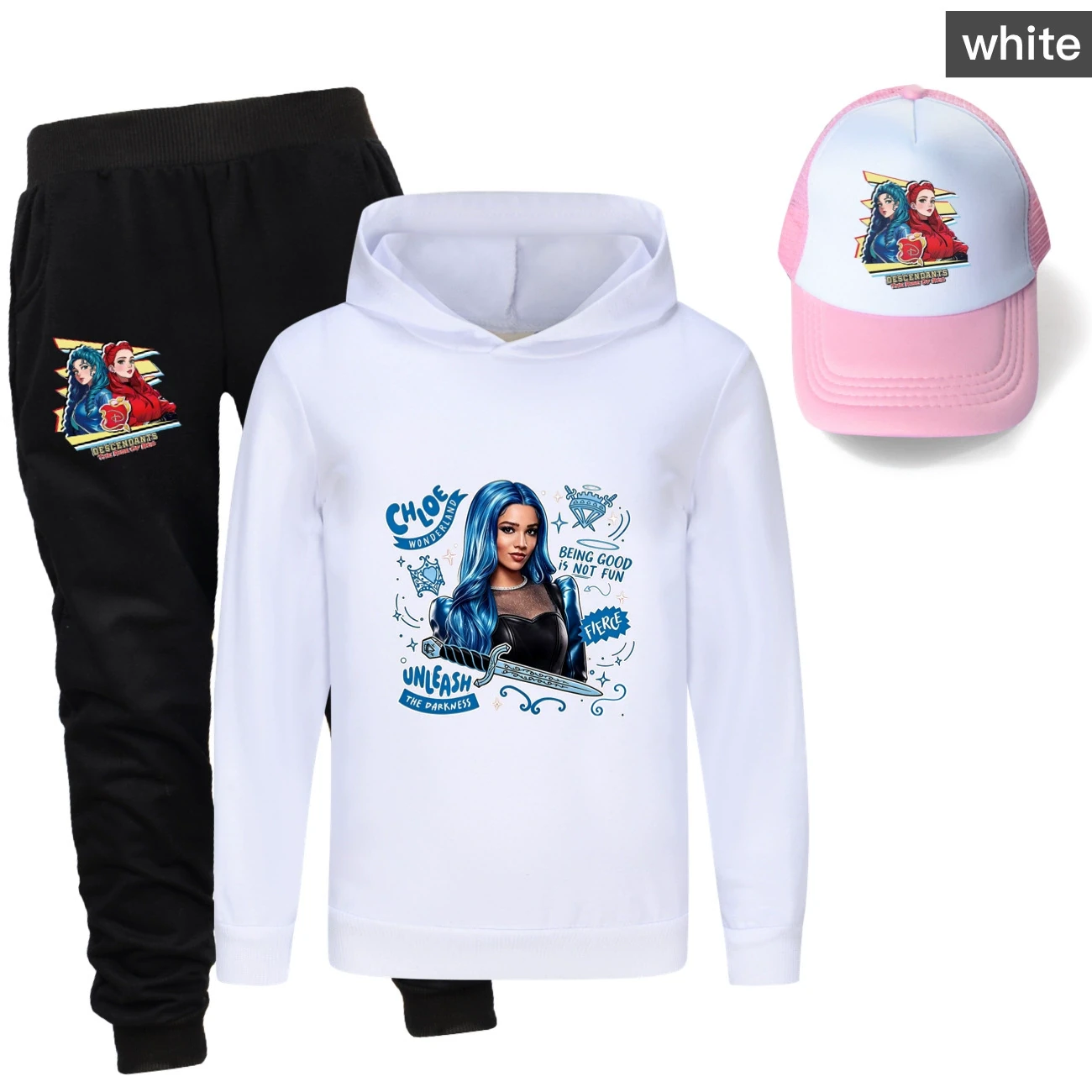 Three-Piece Hoodie, Jogger & Hat Set — 5796 Edition, Style 01 · White