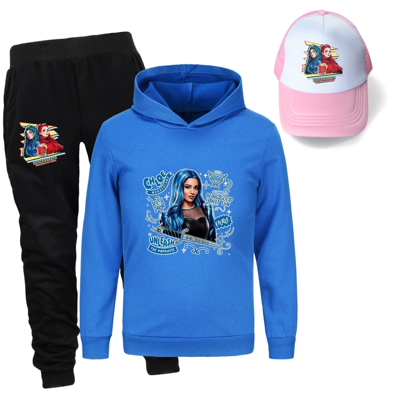 Three-Piece Hoodie, Jogger & Hat Set — 5796 Edition, Style 10 · Deep Blue