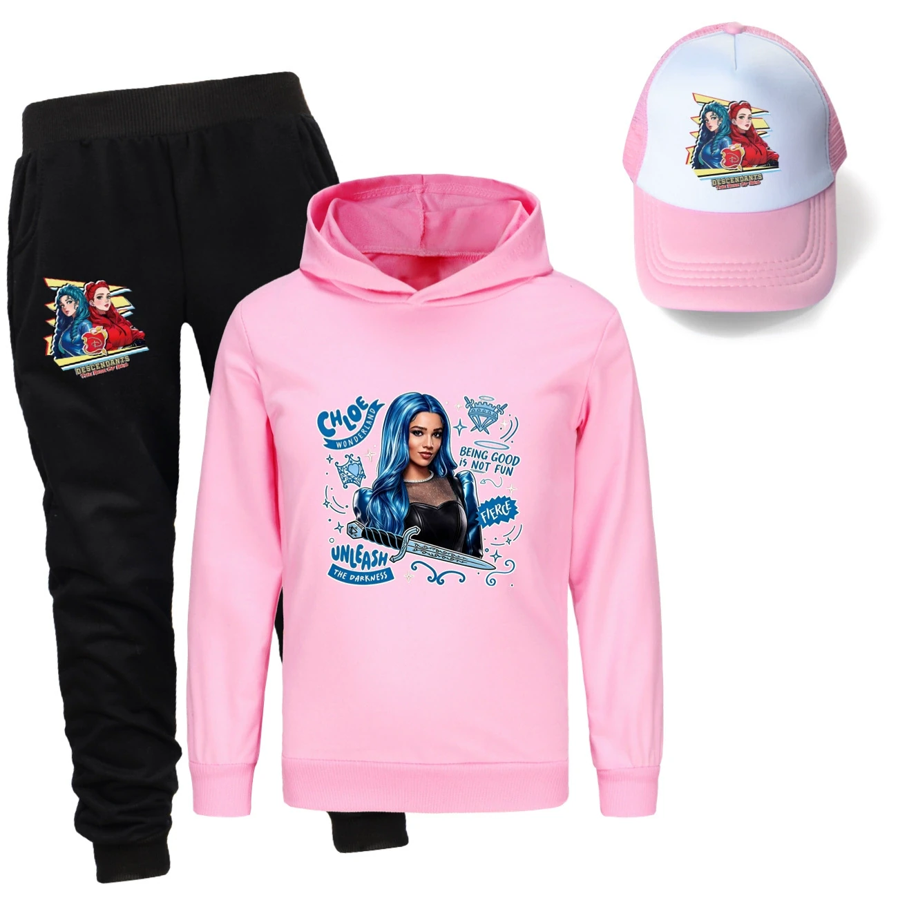Three-Piece Hoodie, Jogger & Hat Set — 5796 Edition, Style 11 · Pink