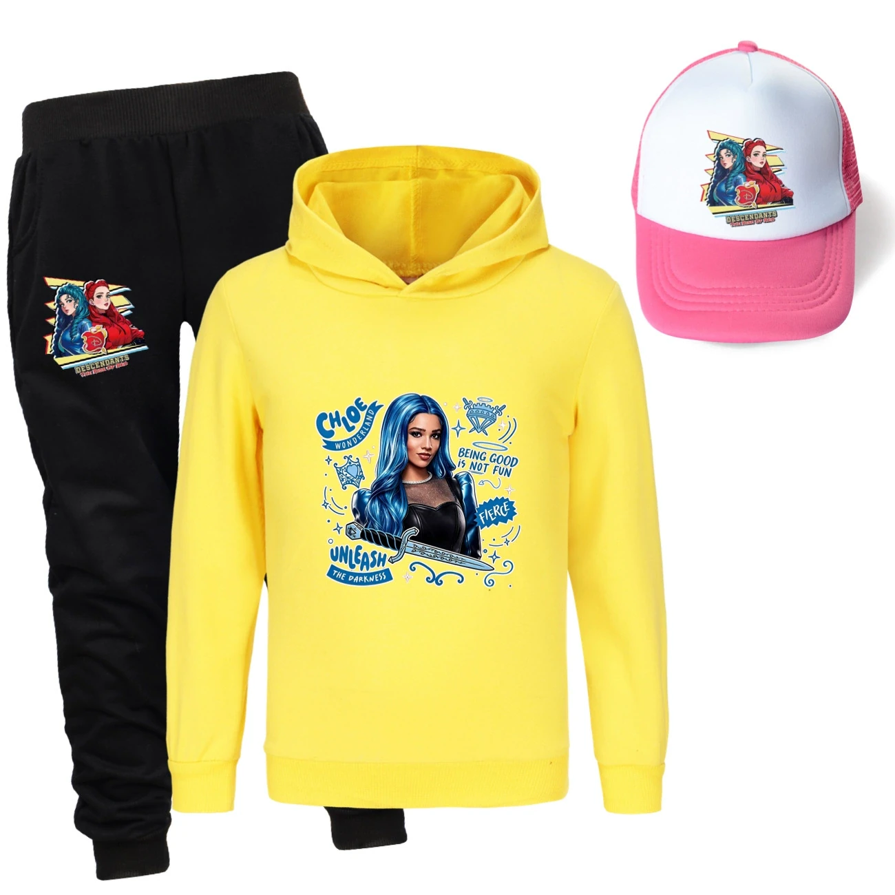 Three-Piece Hoodie, Jogger & Hat Set — 5796 Edition, Style 15 · Yellow