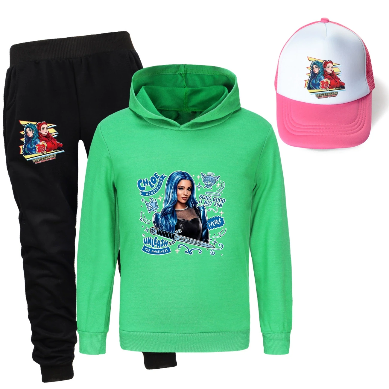 Three-Piece Hoodie, Jogger & Hat Set — 5796 Edition, Style 19 · Green