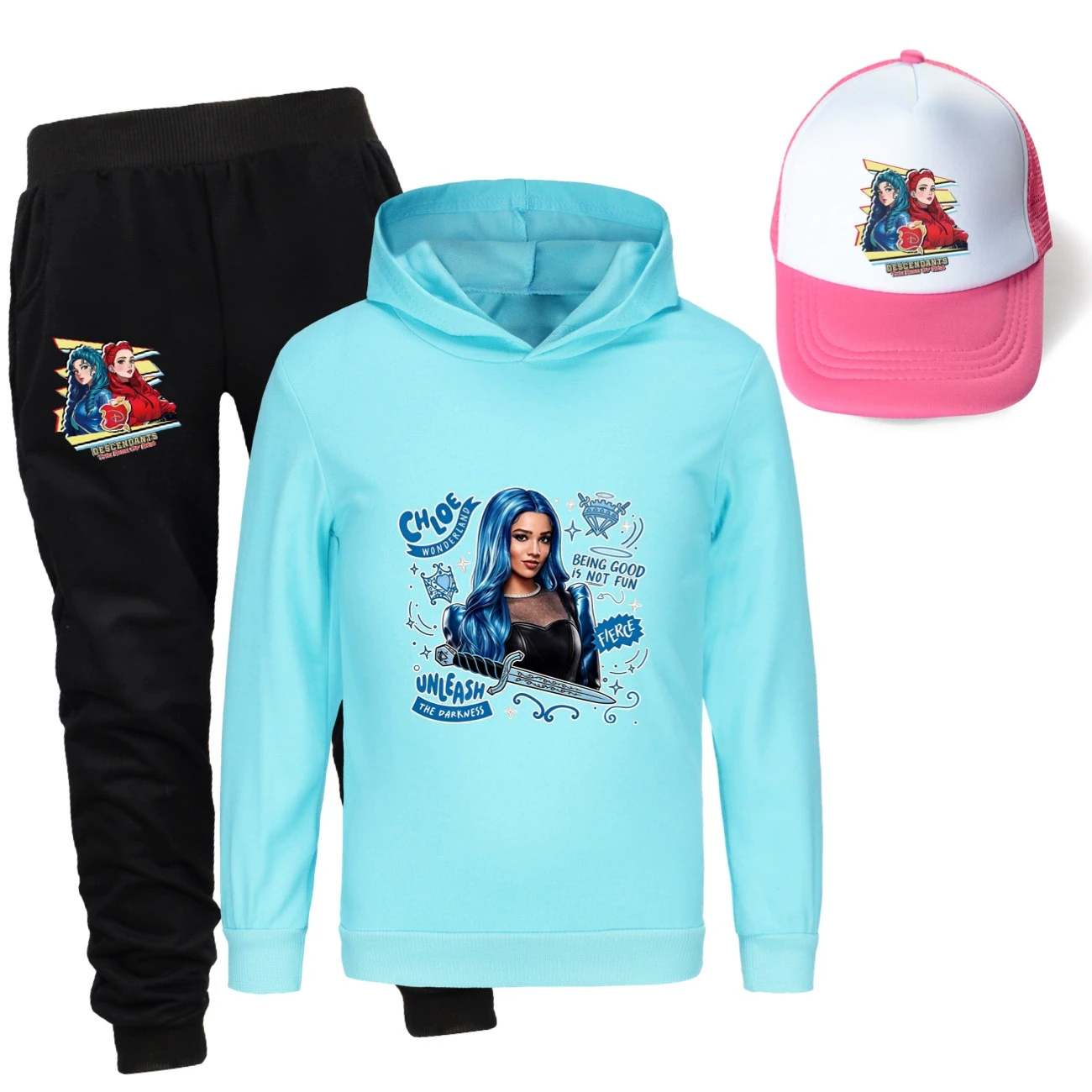Three-Piece Hoodie, Jogger & Hat Set — 5796 Edition, Style 21 · Light Blue