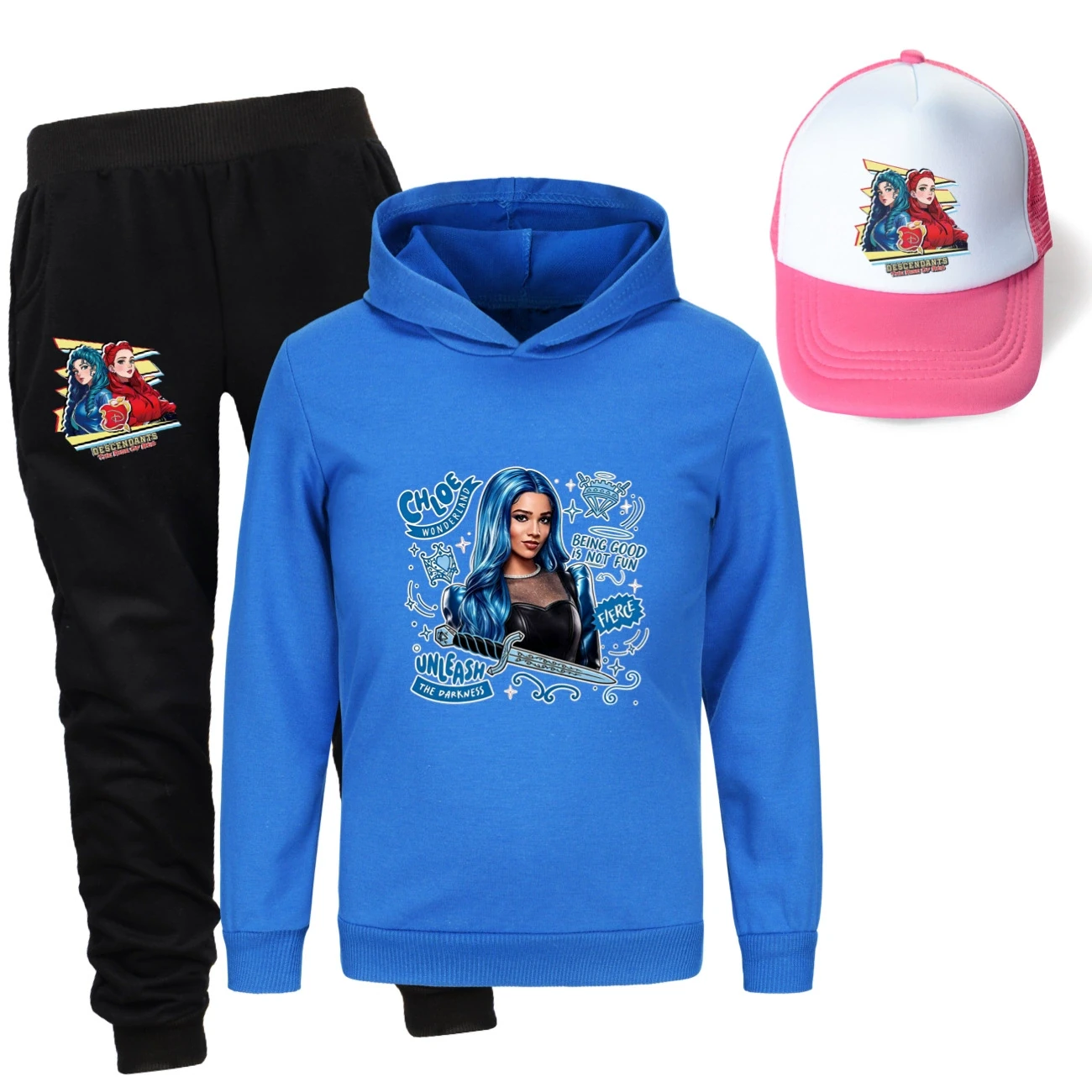 Three-Piece Hoodie, Jogger & Hat Set — 5796 Edition, Style 23 · Deep Blue
