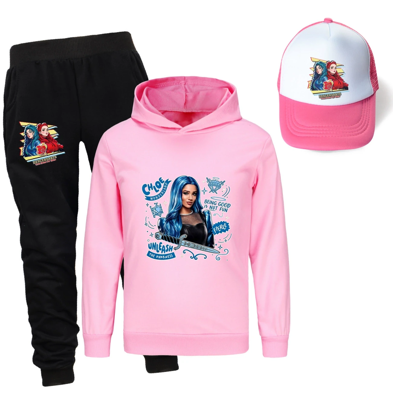 Three-Piece Hoodie, Jogger & Hat Set — 5796 Edition, Style 24 · Pink