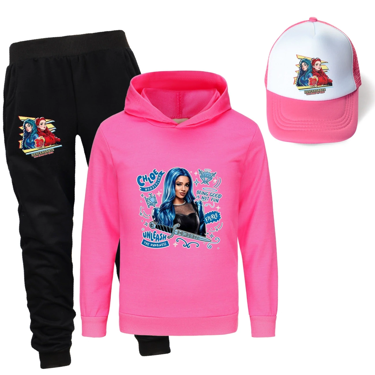 Three-Piece Hoodie, Jogger & Hat Set — 5796 Edition, Style 25 · Rose