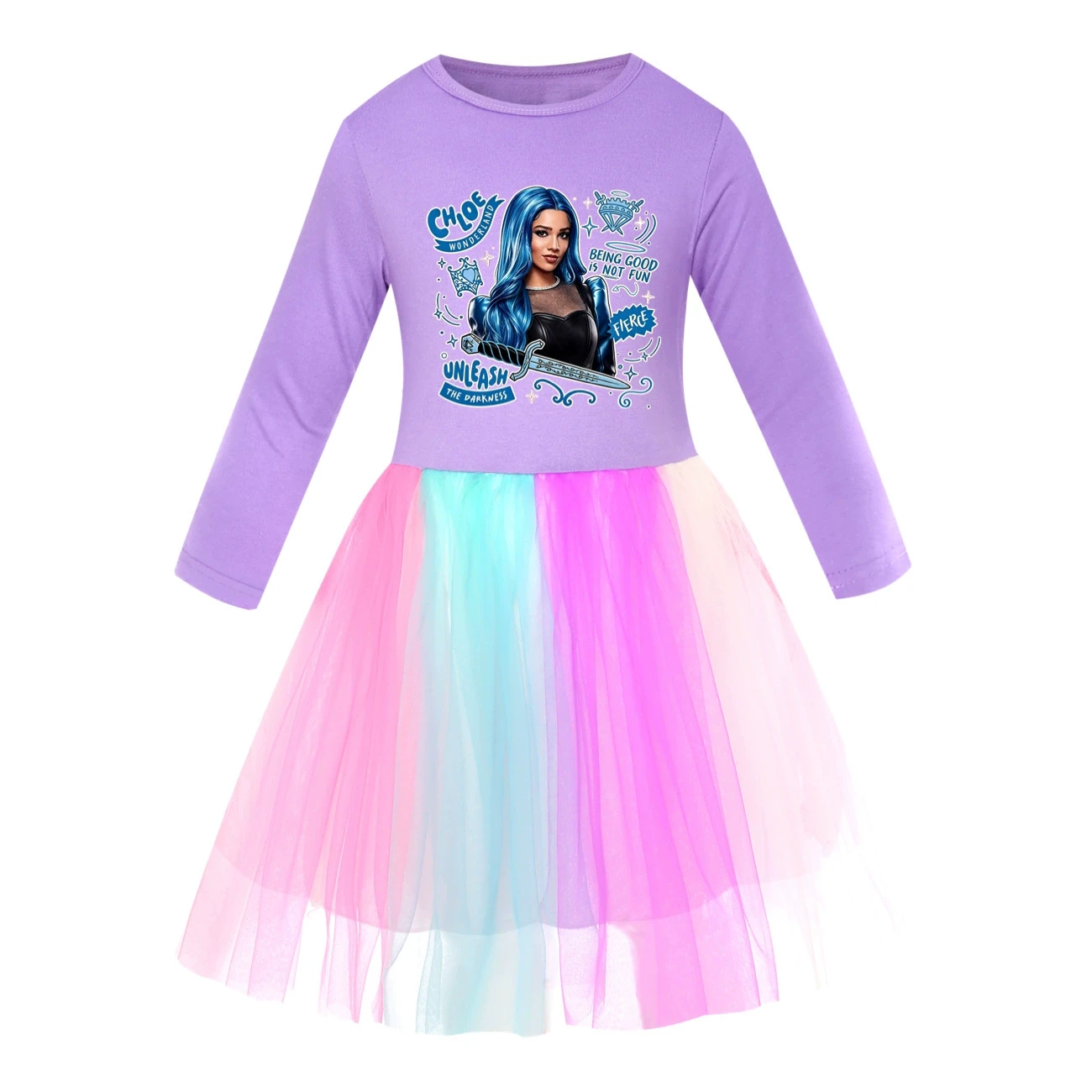 Rainbow Tulle Twirl Dress — 5796 Edition, Style 01 · Long Tulle · Purple