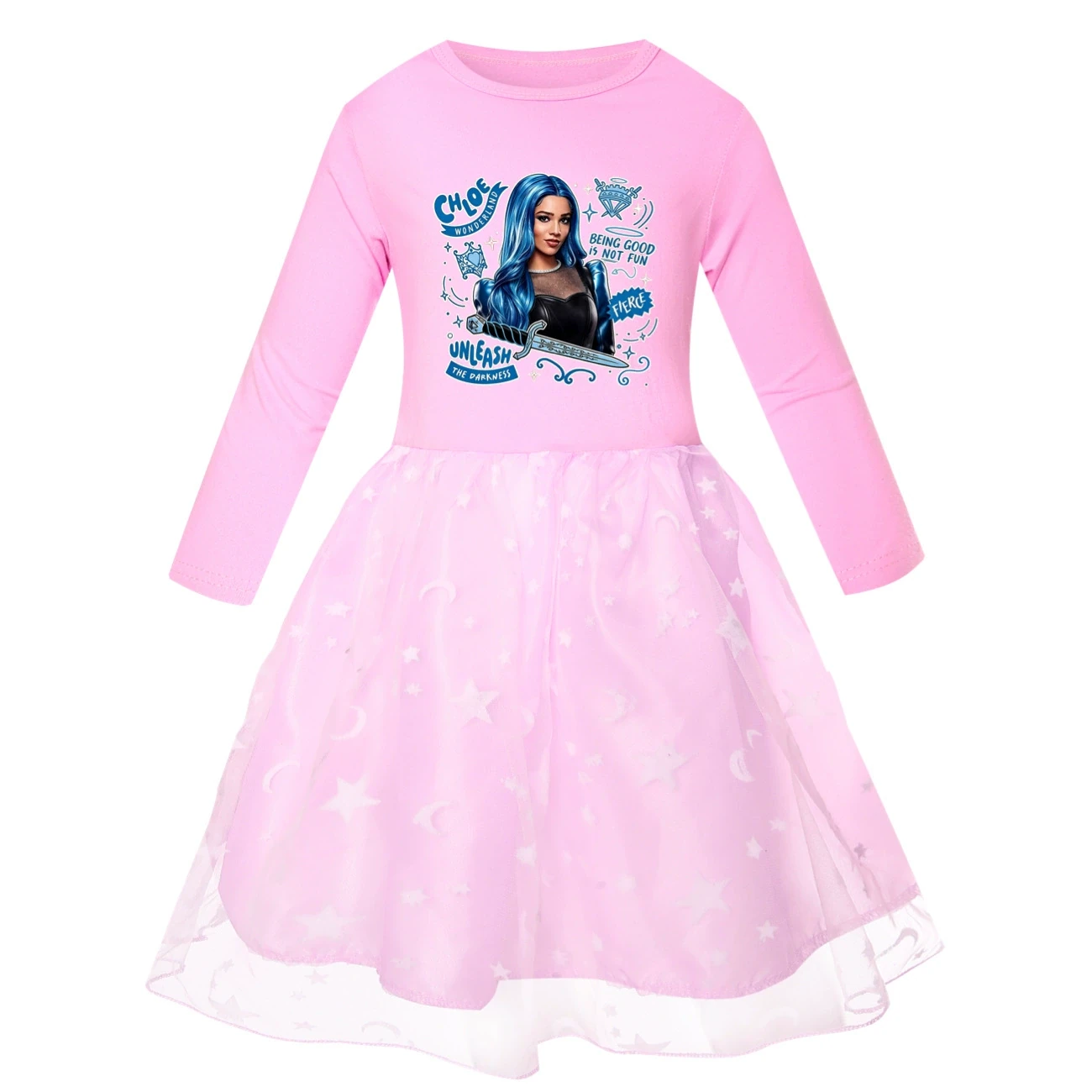 Rainbow Tulle Twirl Dress — 5796 Edition, Style 04 · Star Tulle · Pink