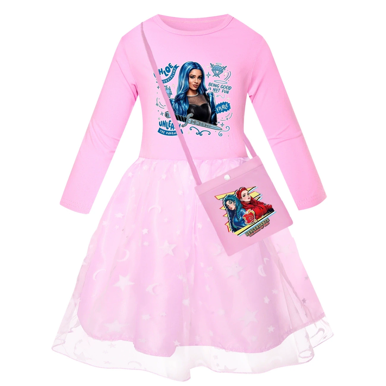 Rainbow Tulle Twirl Dress — 5796 Edition, Style 07 · Star Tulle · with Bag · Pink