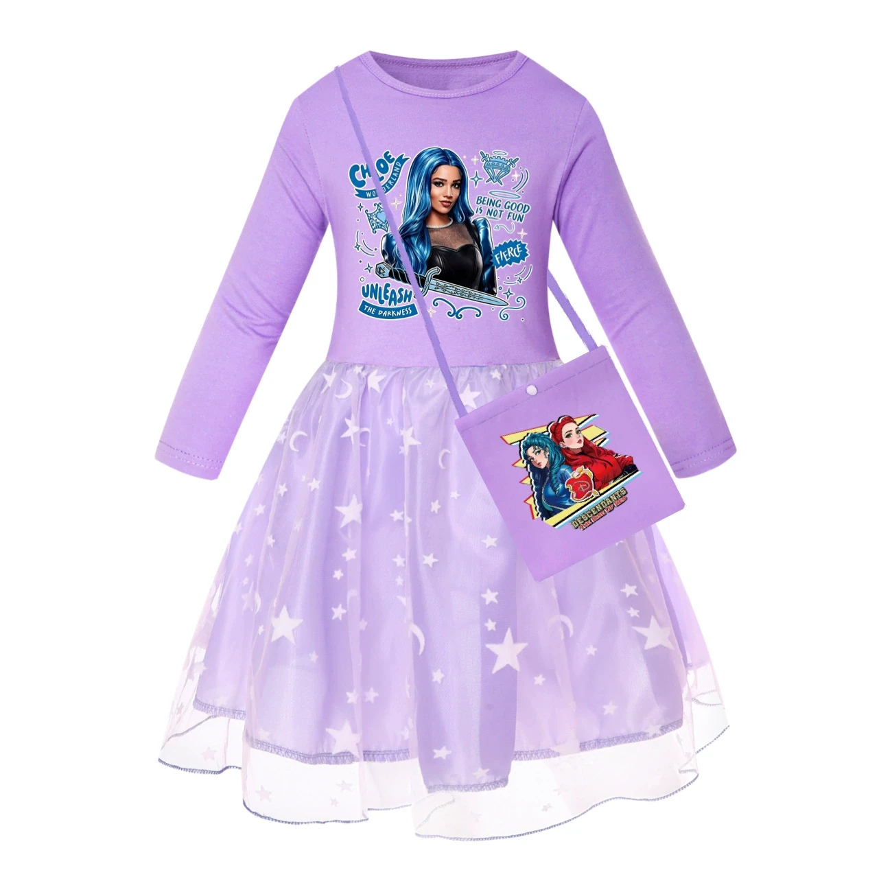 Rainbow Tulle Twirl Dress — 5796 Edition, Style 09 · Star Tulle · with Bag · Purple