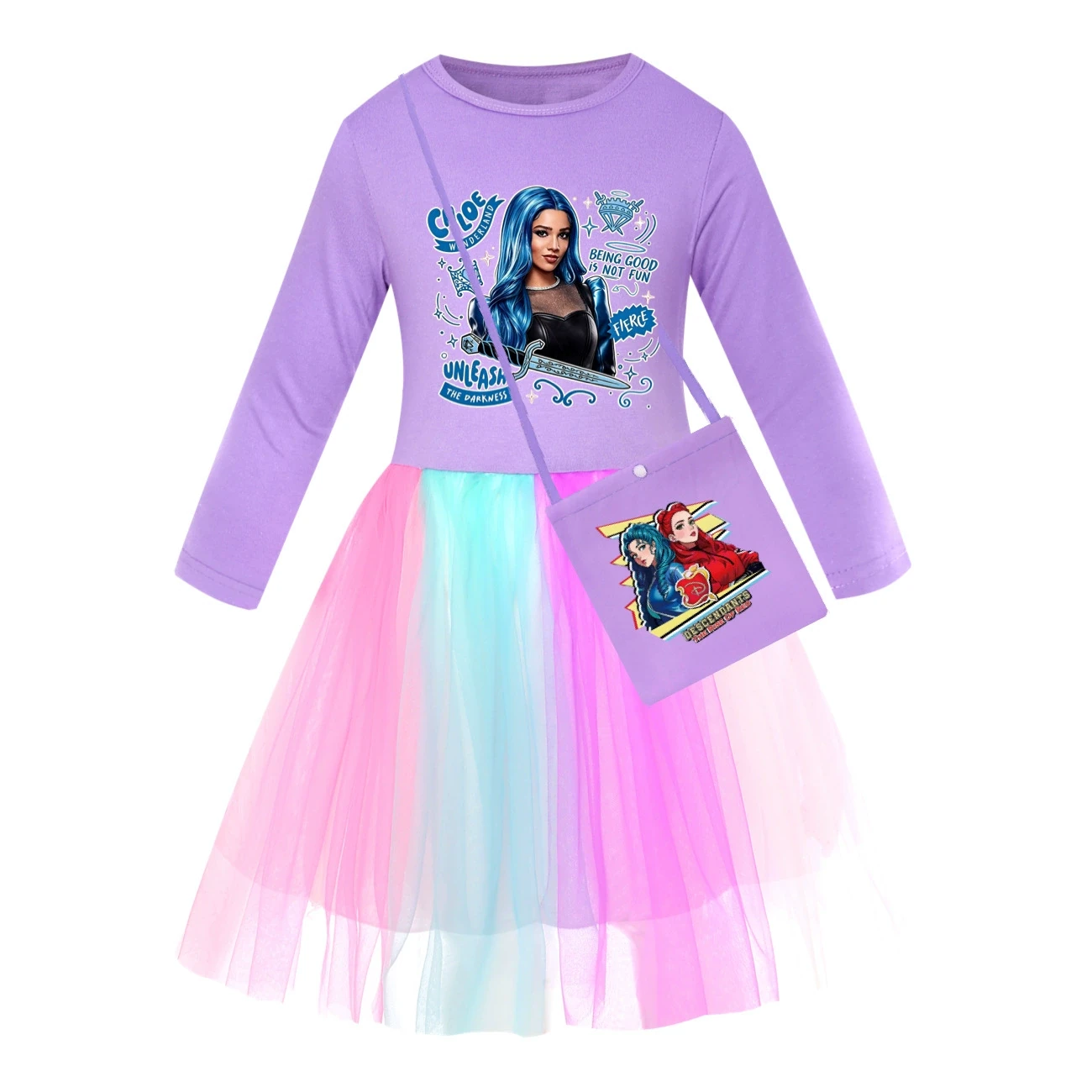 Rainbow Tulle Twirl Dress — 5796 Edition, Style 10 · Long Tulle · with Bag · Purple