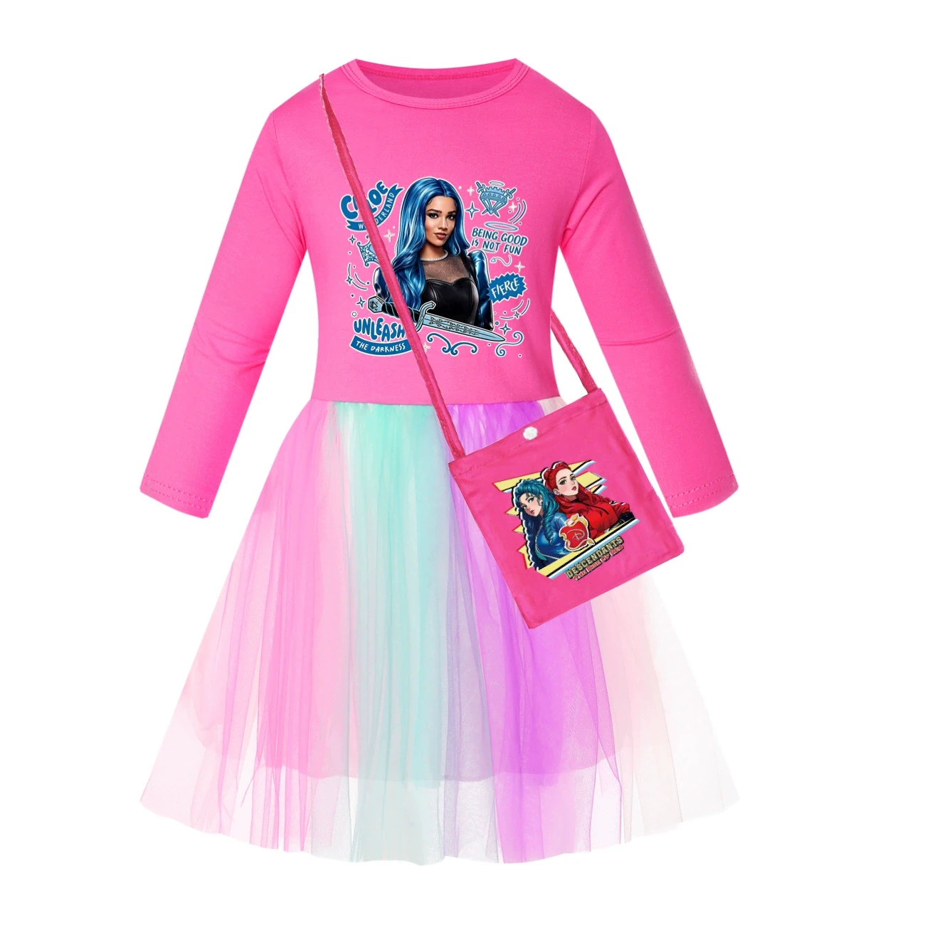 Rainbow Tulle Twirl Dress — 5796 Edition, Style 11 · Long Tulle · with Bag · Rose