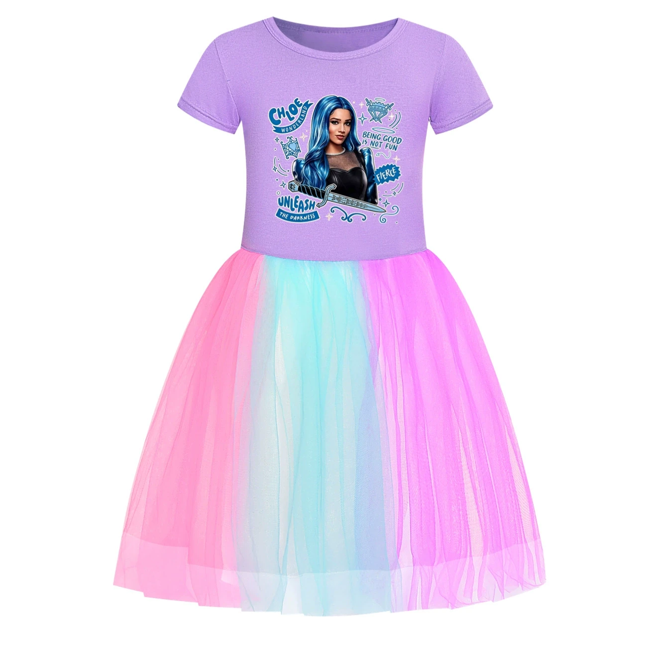 Rainbow Tulle Twirl Dress — 5796 Edition, Style 17 · Short Tulle · Purple
