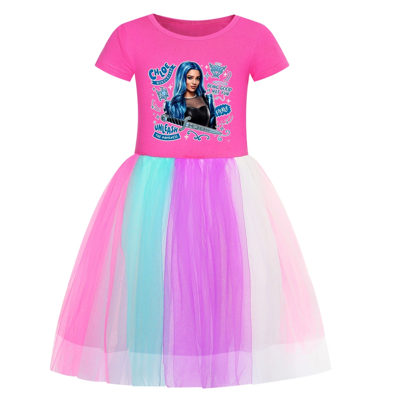 Rainbow Tulle Twirl Dress — 5796 Edition, Style 18 · Short Tulle · Rose