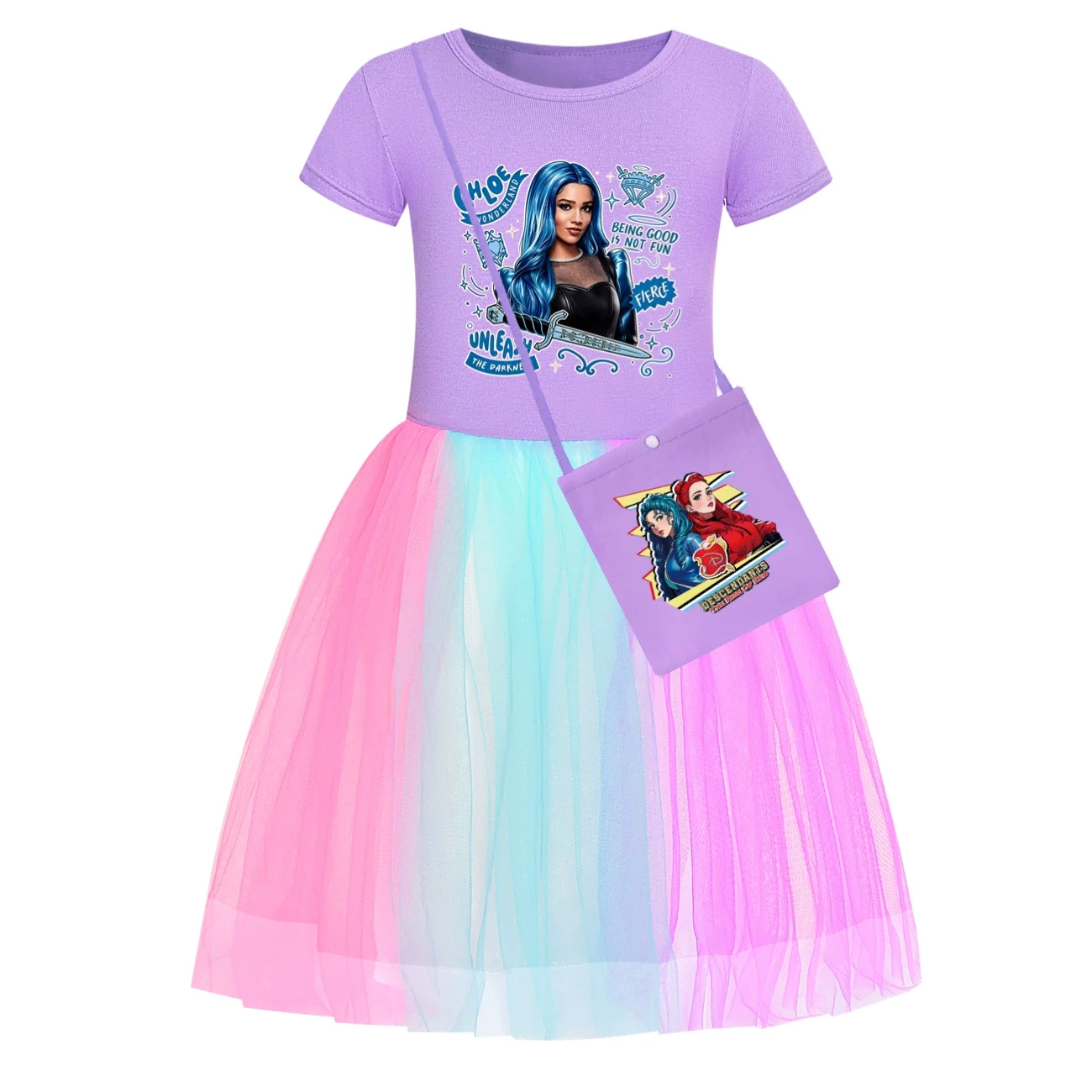 Rainbow Tulle Twirl Dress — 5796 Edition, Style 22 · Short Tulle · with Bag · Purple