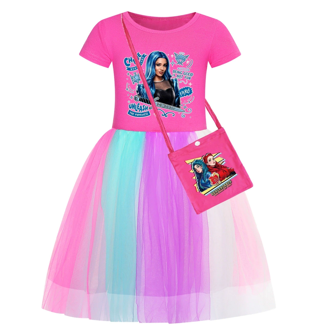 Rainbow Tulle Twirl Dress — 5796 Edition, Style 23 · Short Tulle · with Bag · Rose