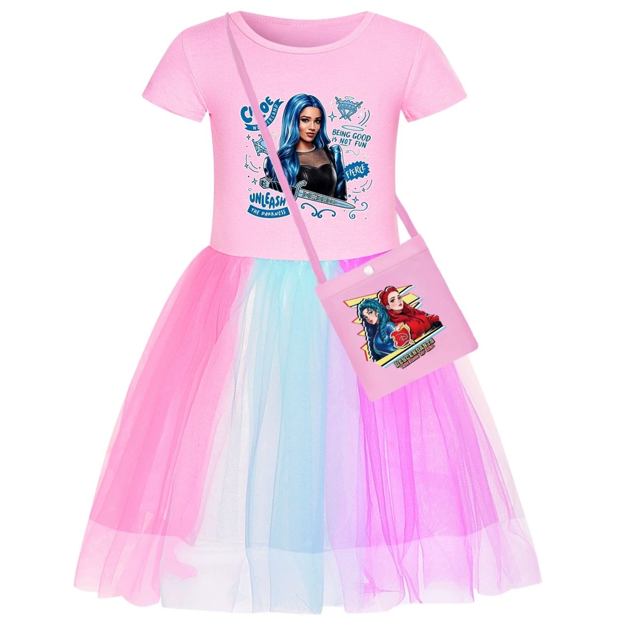 Rainbow Tulle Twirl Dress — 5796 Edition, Style 24 · Short Tulle · with Bag · Pink