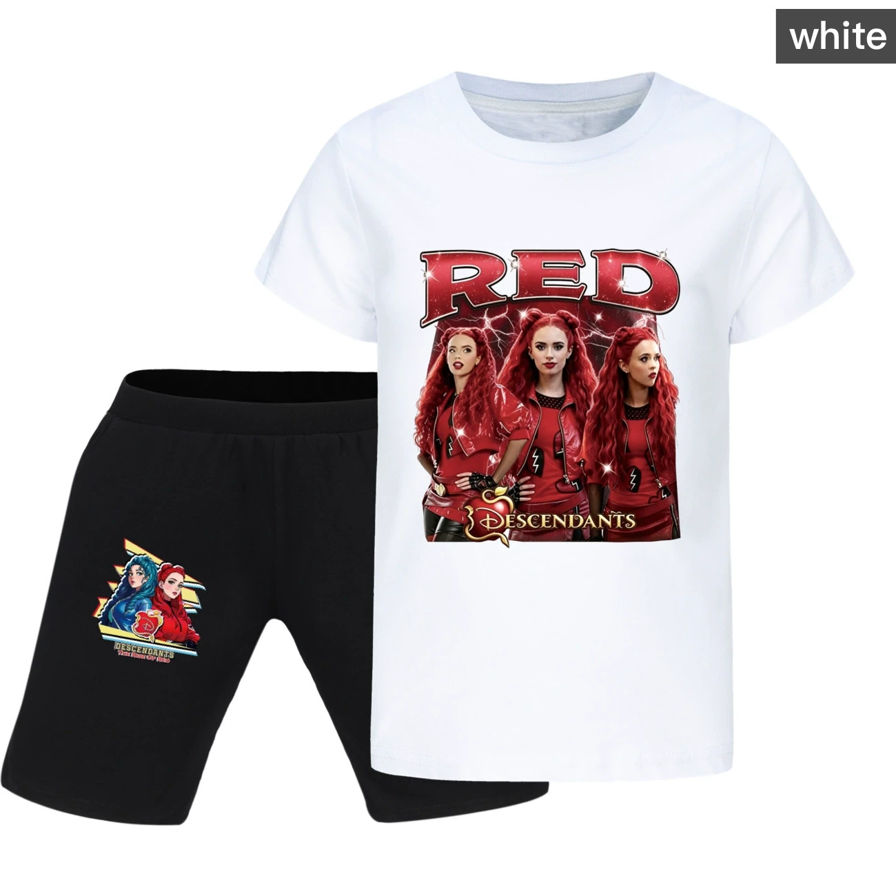 Graphic Tee & Denim Shorts Set — 5797 Edition, Style 11 · White