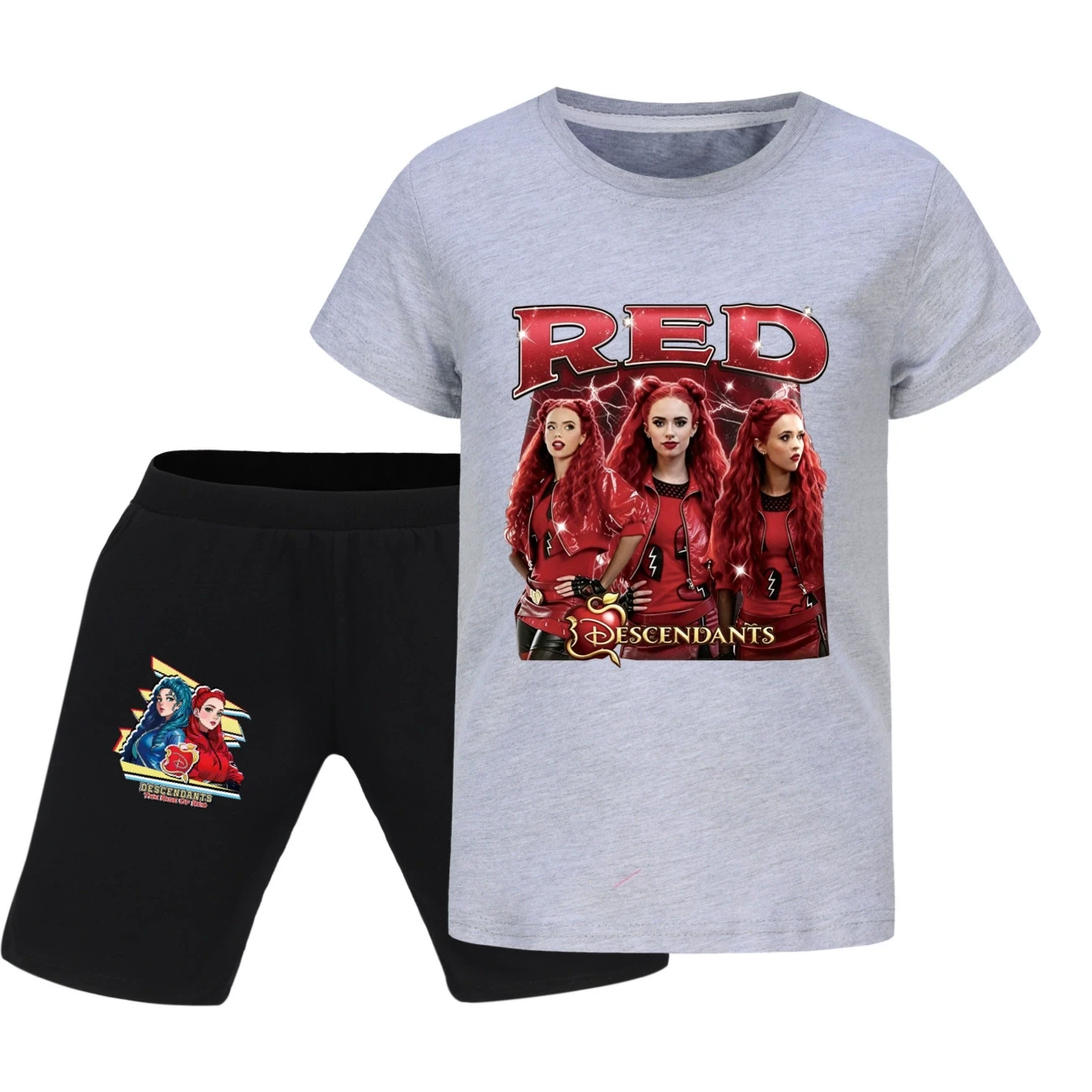 Graphic Tee & Denim Shorts Set — 5797 Edition, Style 14 · Grey