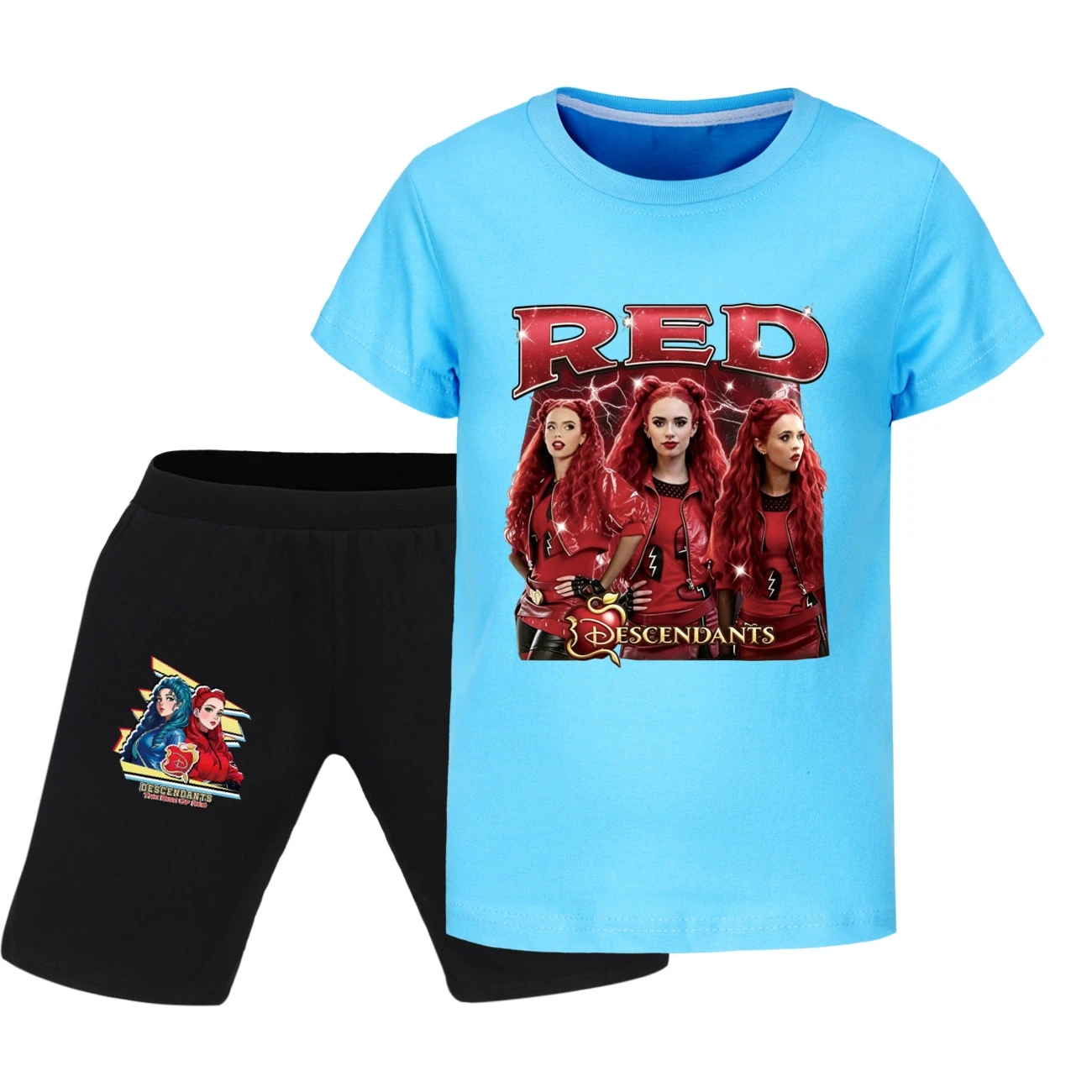 Graphic Tee & Denim Shorts Set — 5797 Edition, Style 16 · Light Blue