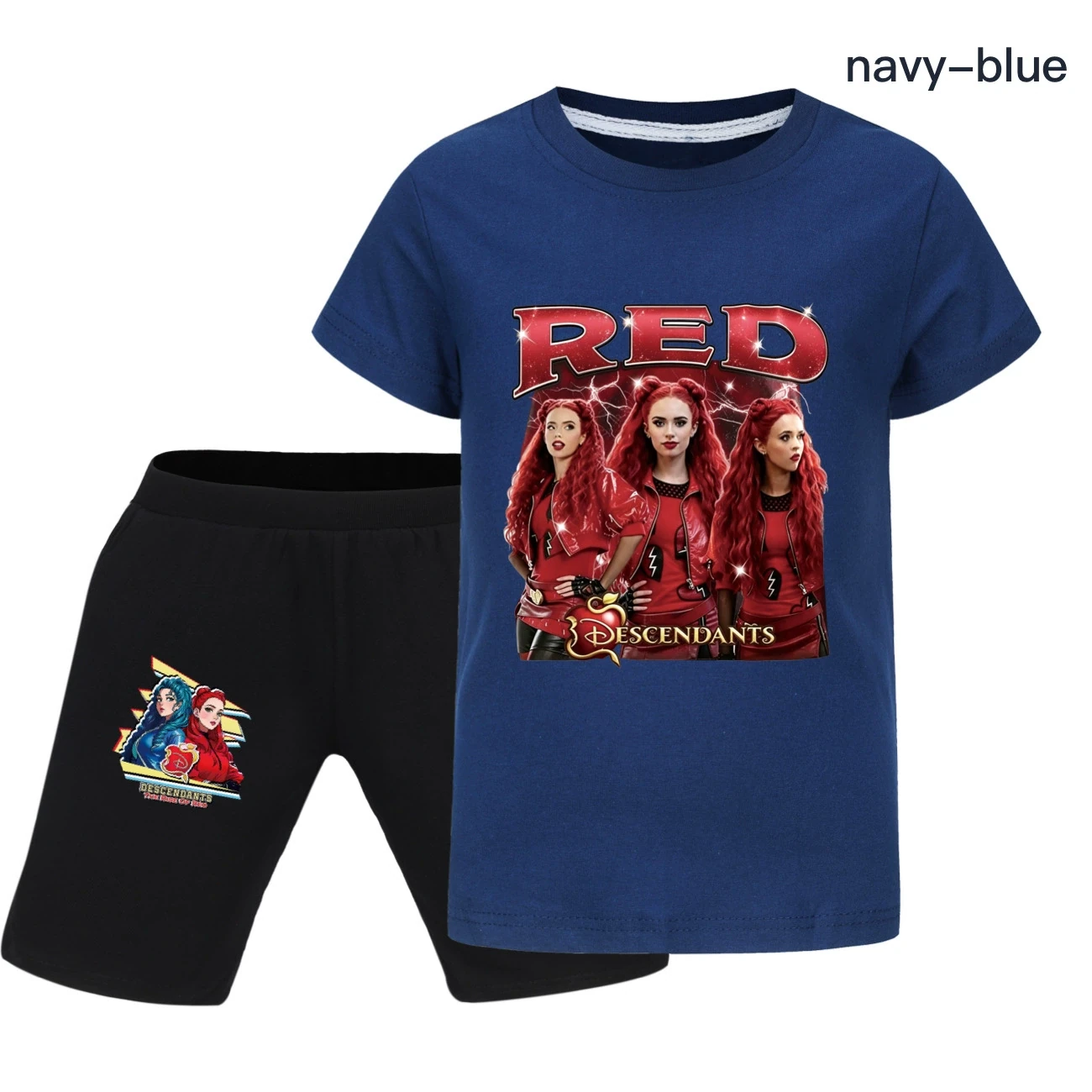 Graphic Tee & Denim Shorts Set — 5797 Edition, Style 17 · Navy