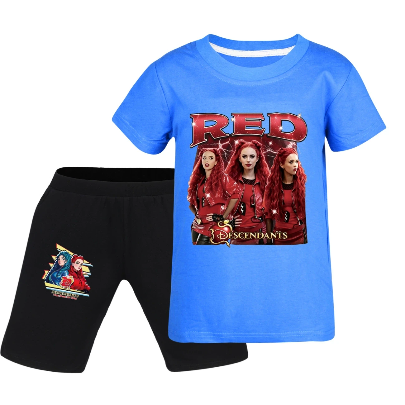 Graphic Tee & Denim Shorts Set — 5797 Edition, Style 18 · Deep Blue