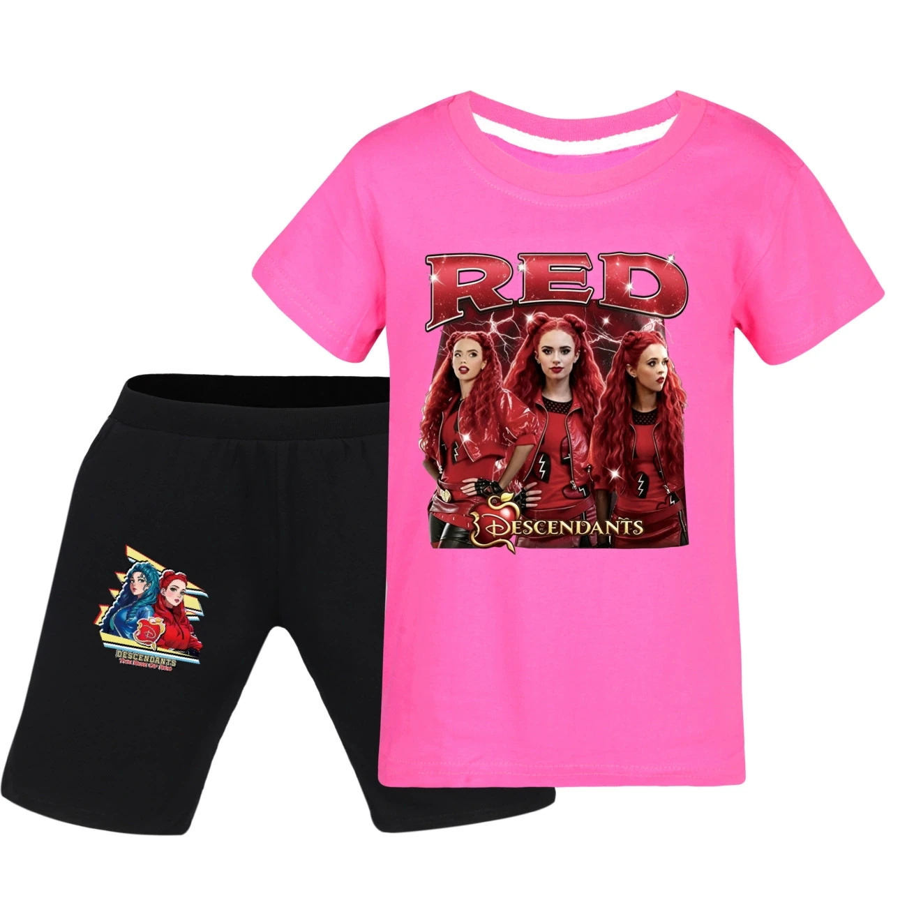 Graphic Tee & Denim Shorts Set — 5797 Edition, Style 20 · Rose